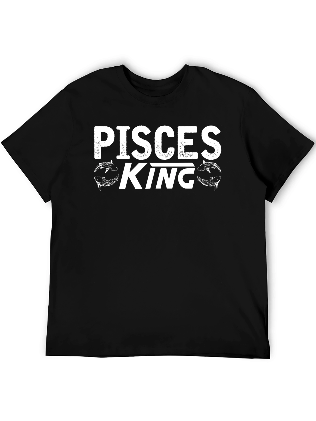 Pisces King Graphic Tee - Black Cotton Blend Shirt
