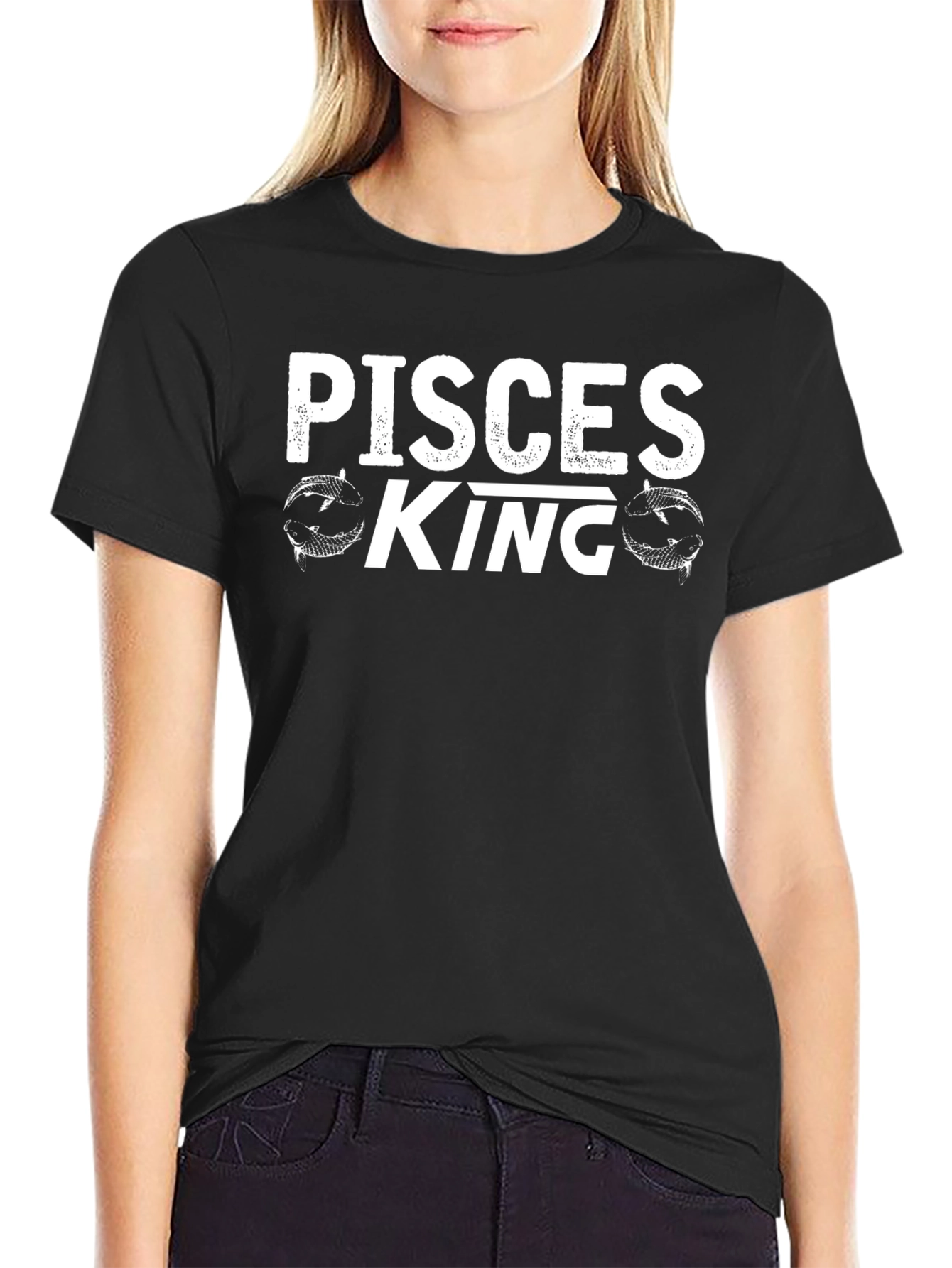 Pisces King Graphic Tee - Black Cotton Blend Shirt