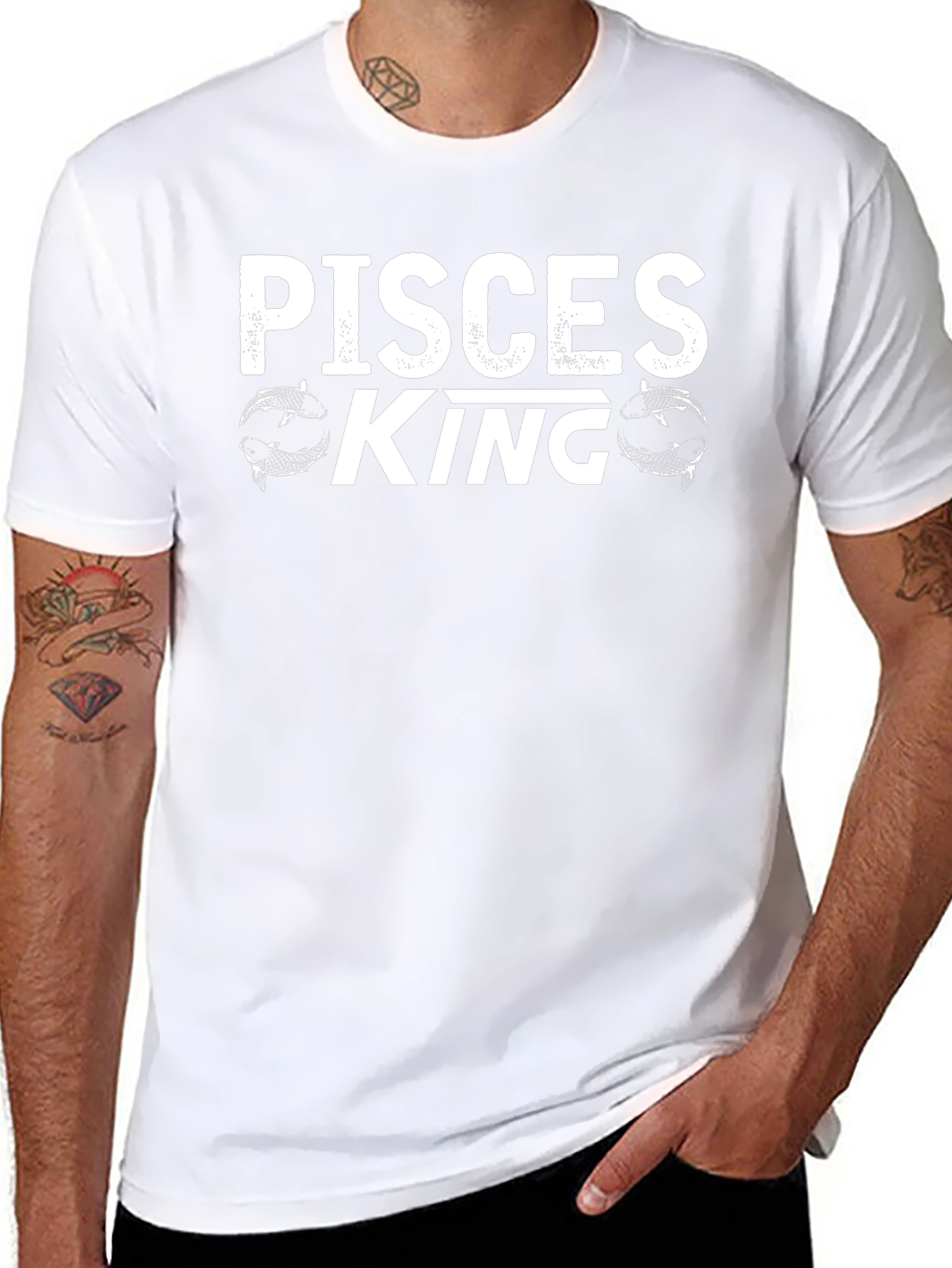 Pisces King Graphic Tee - Black Cotton Blend Shirt