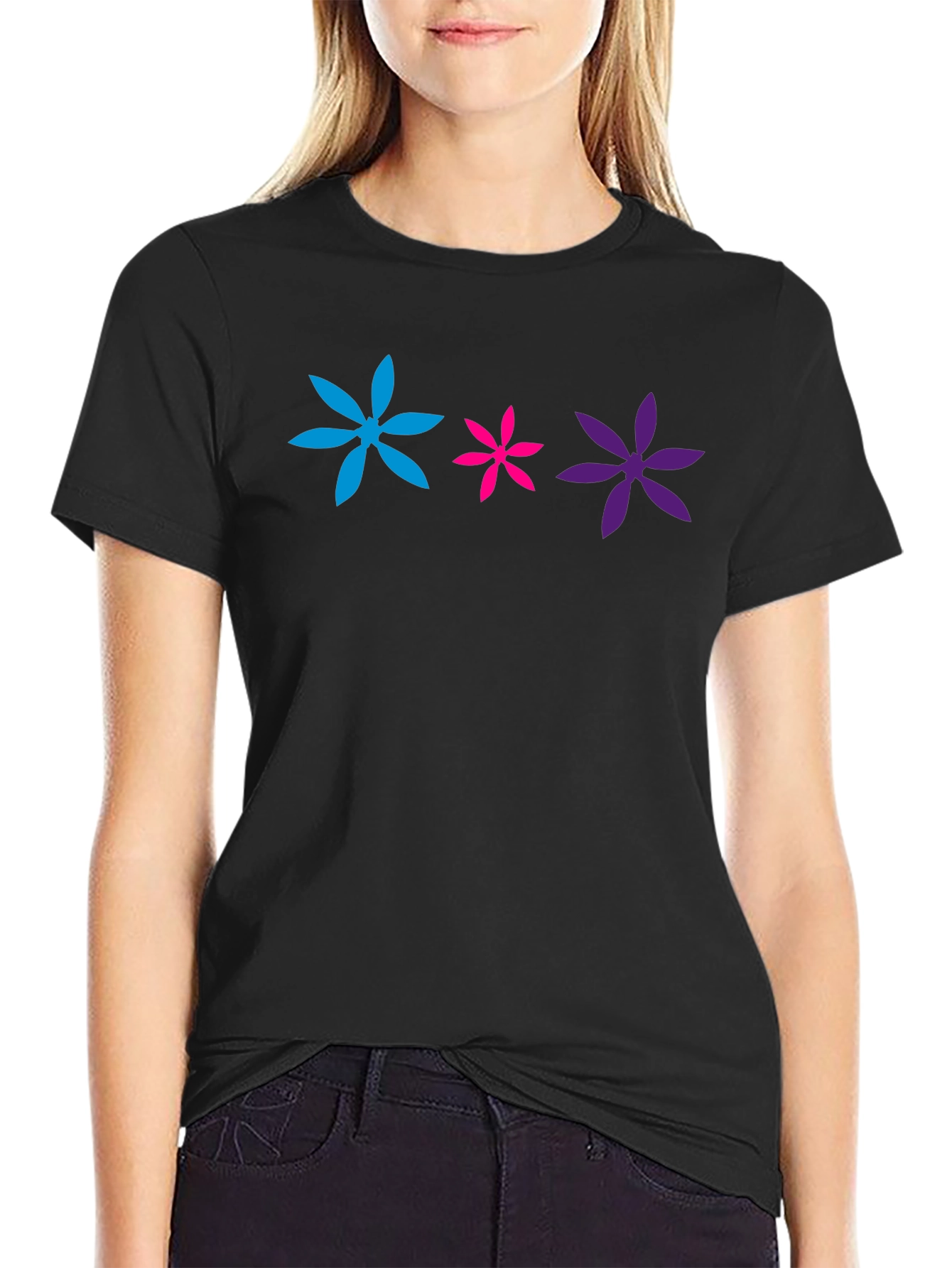Floral Trio Black T-Shirt