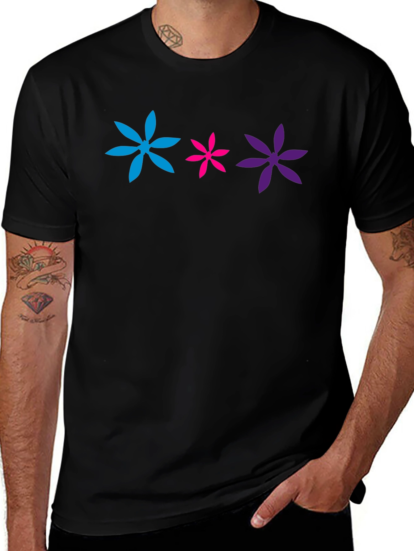 Floral Trio Black T-Shirt