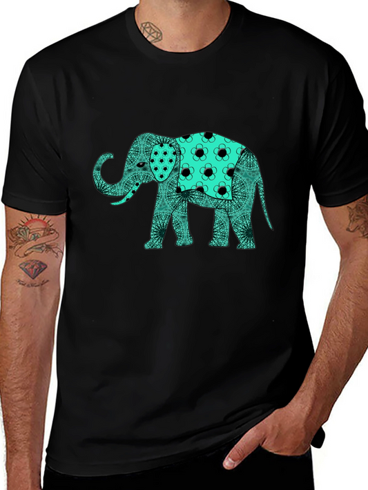 Elephant Graphic Print Black T-Shirt