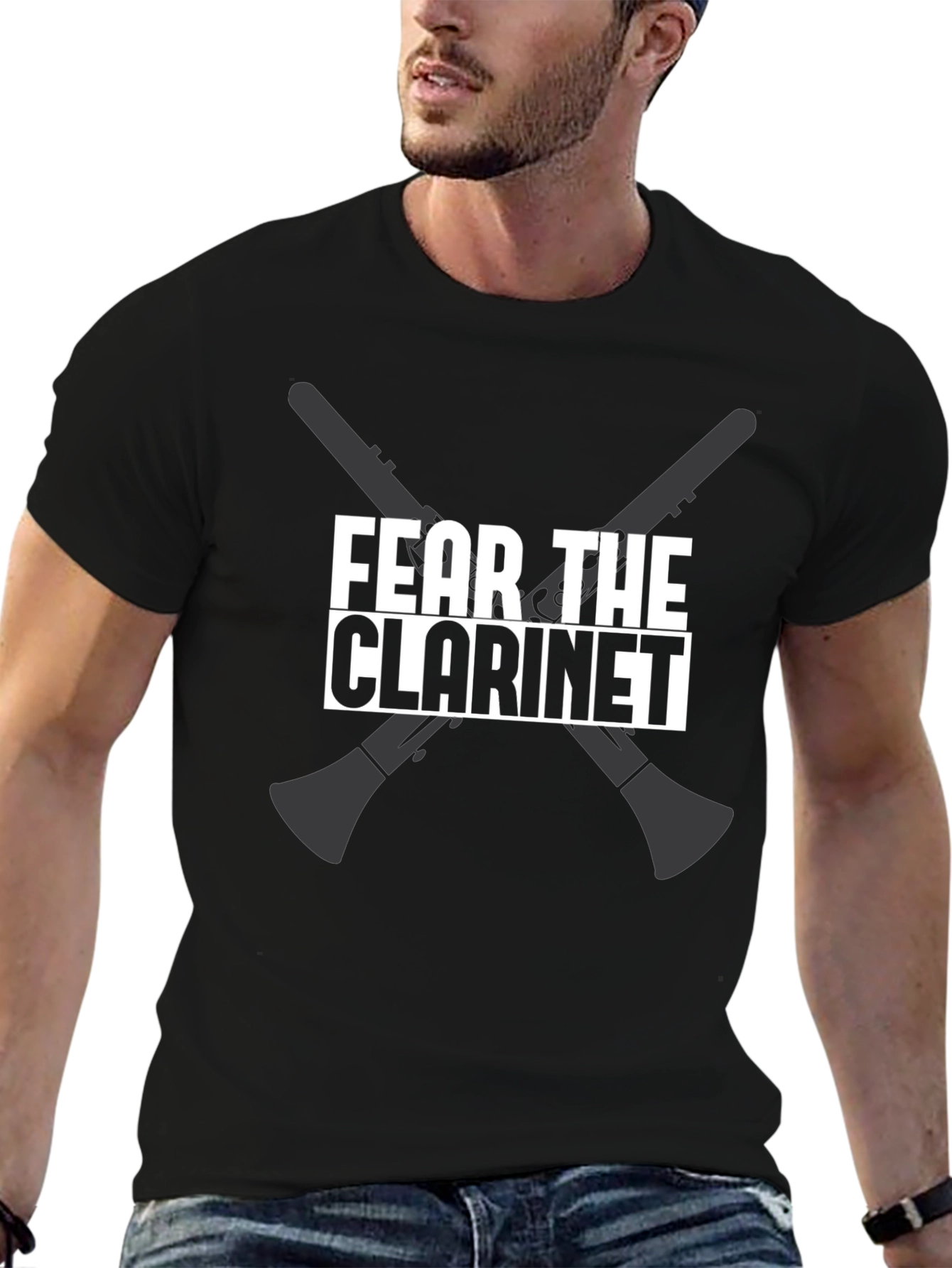 Fear The Clarinet Funny Musician Black T-Shirt