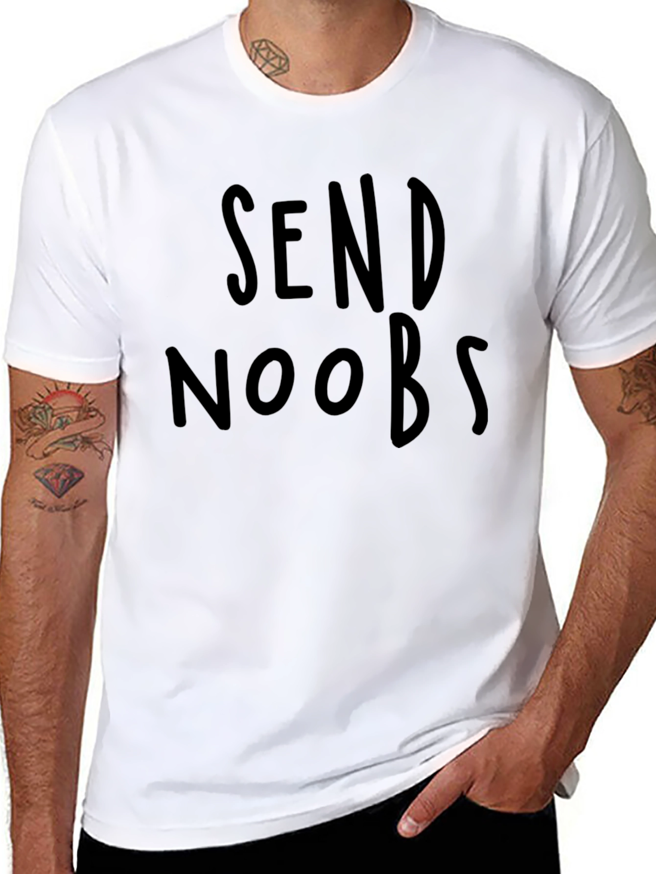 Send Noobs Black Graphic Tee