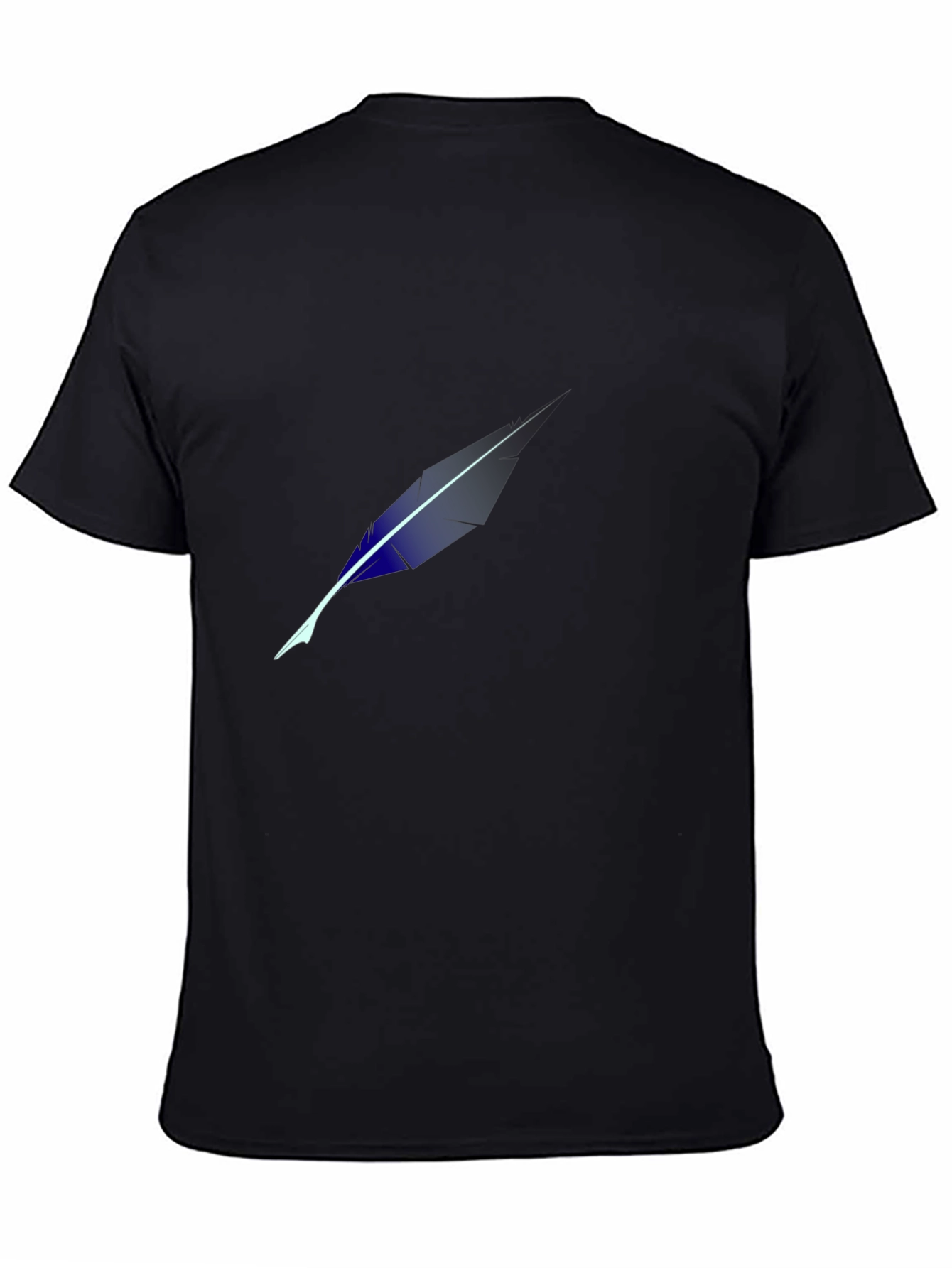 Mens Black T-Shirt with Feather Design