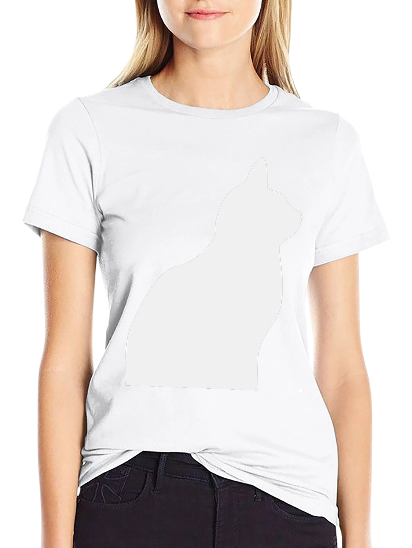 Cat Silhouette T-Shirt - Stylish Black Tee
