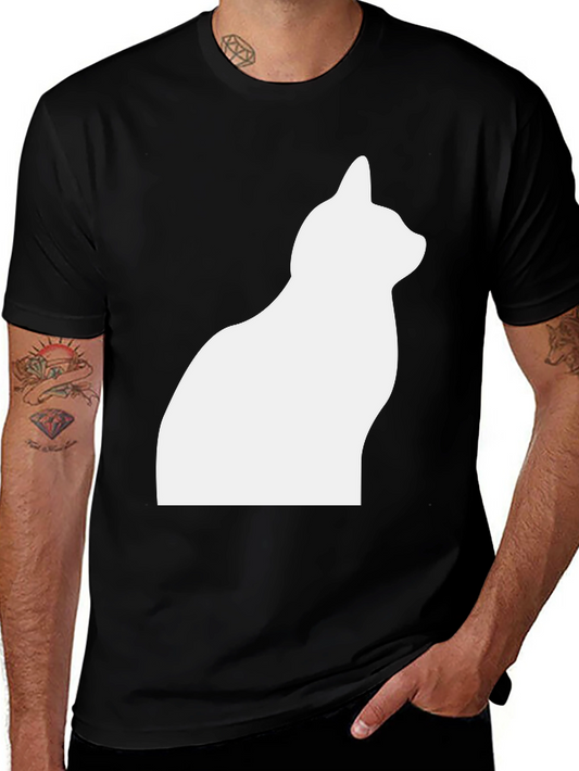 Cat Silhouette T-Shirt - Stylish Black Tee