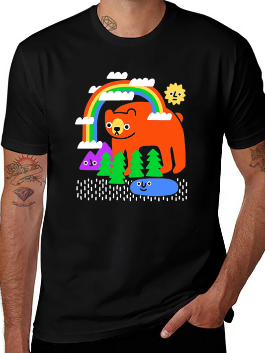 Cartoon Bear Rainbow Forest T-Shirt