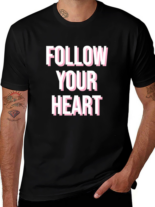 Follow Your Heart Graphic Tee - Black Cotton Blend