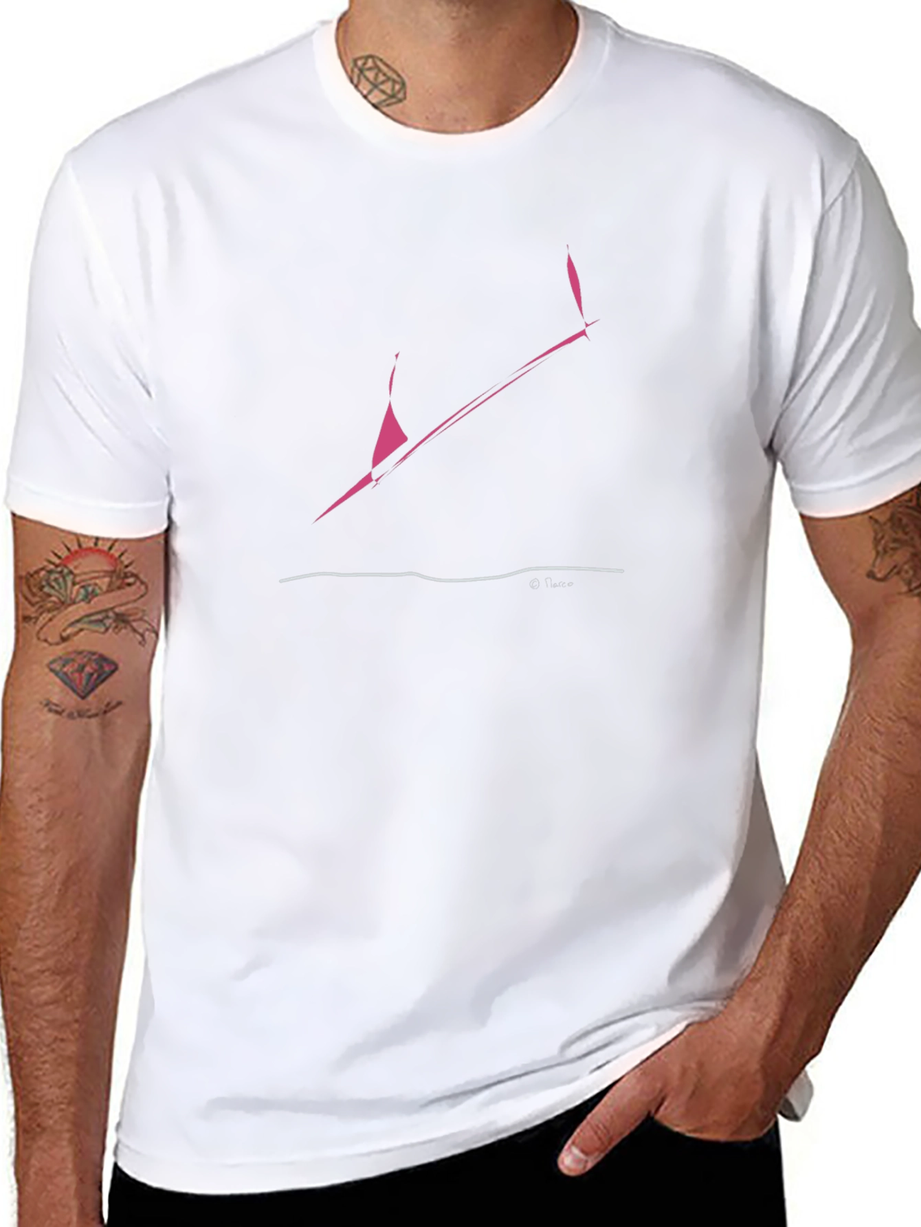 Abstract Pink Graphic Black T-Shirt