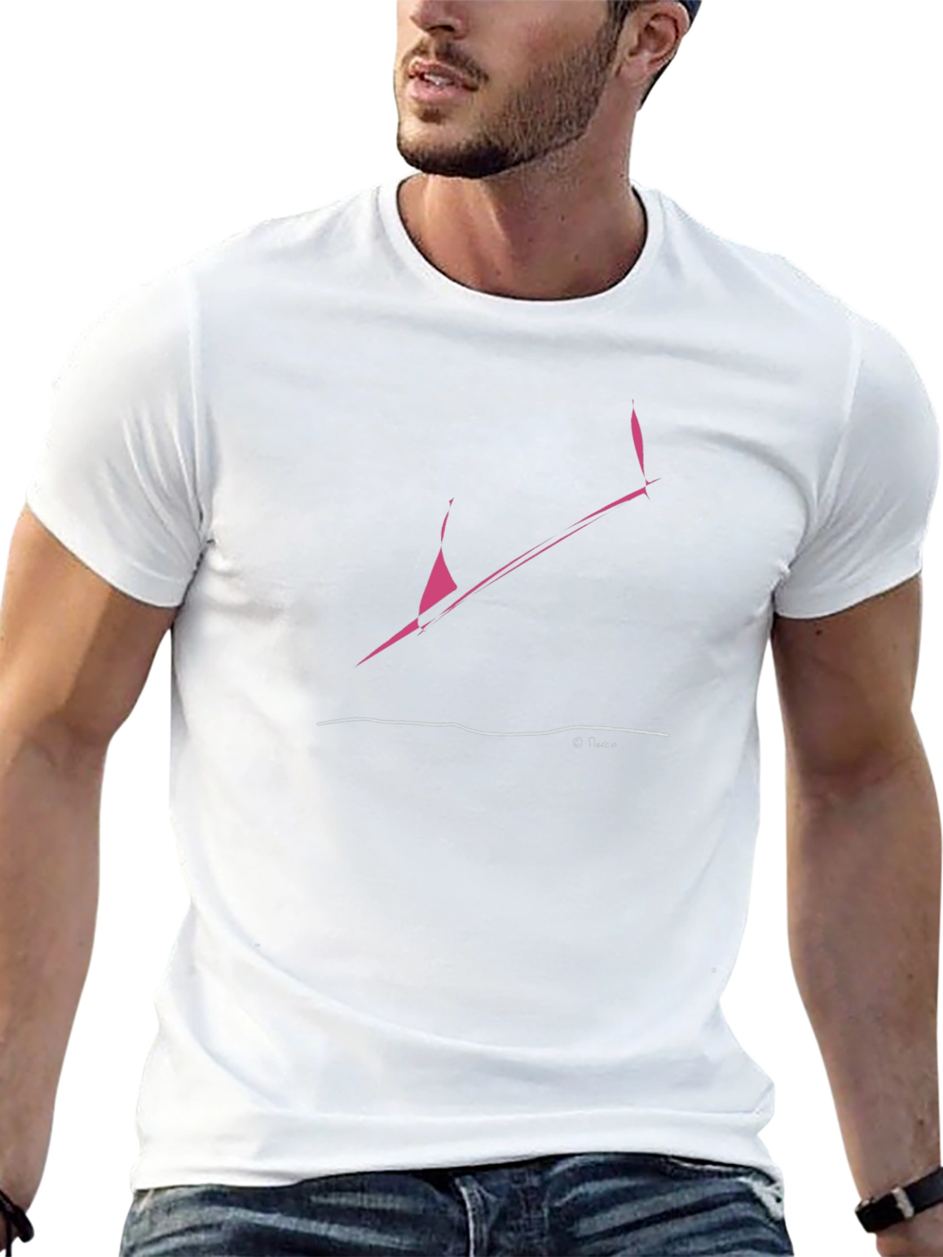 Abstract Pink Graphic Black T-Shirt