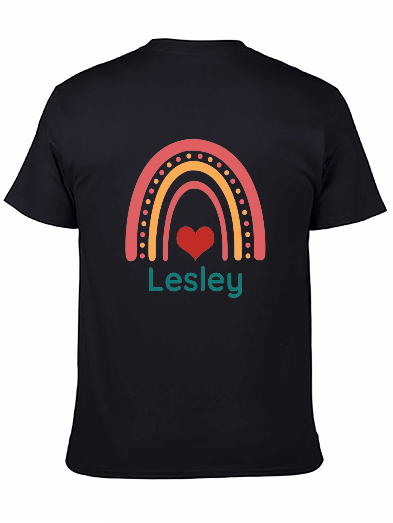 Lesley Rainbow Heart Personalized T-Shirt