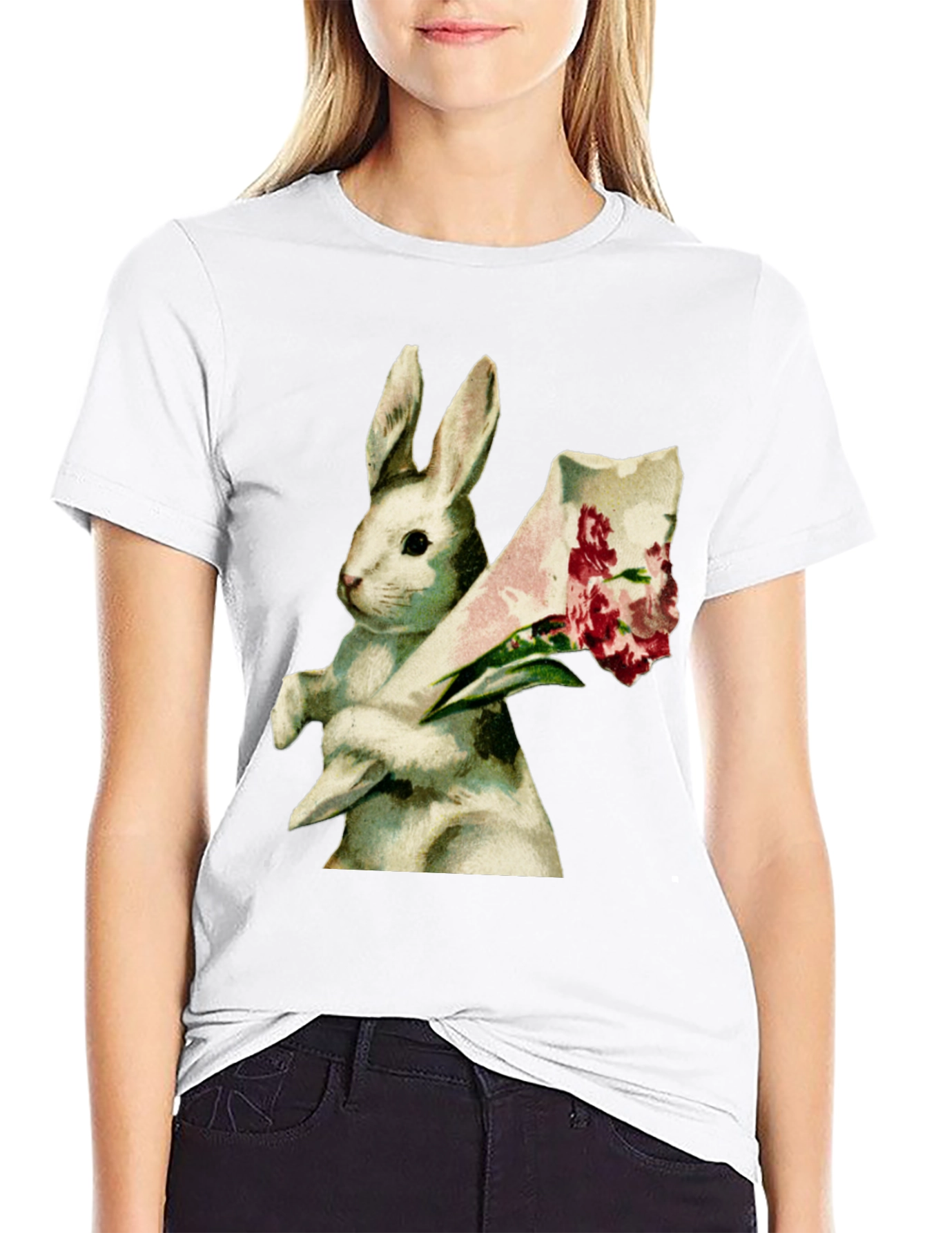 Bunny Bouquet Graphic Tee - Soft Cotton Comfort
