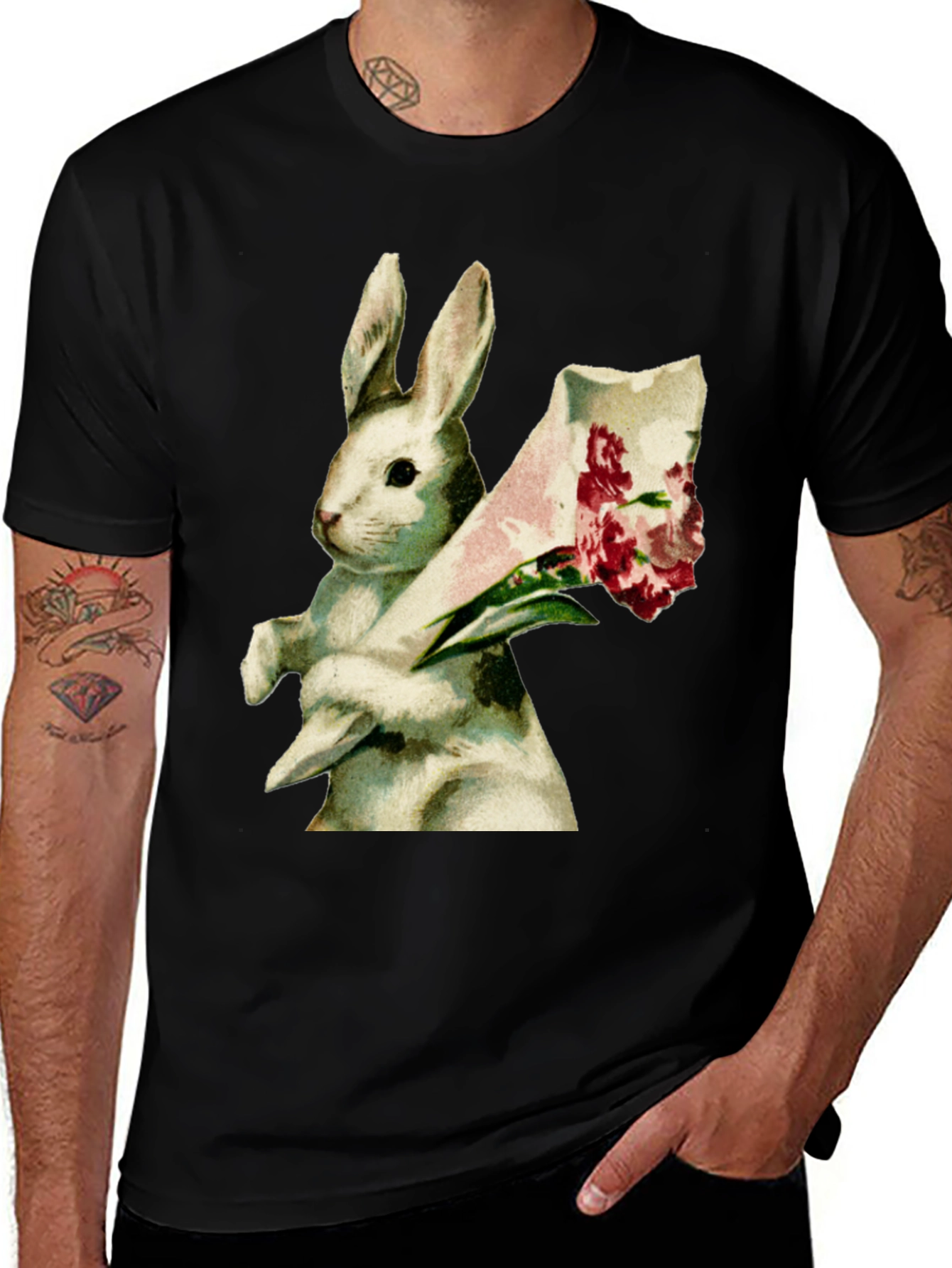 Bunny Bouquet Graphic Tee - Soft Cotton Comfort