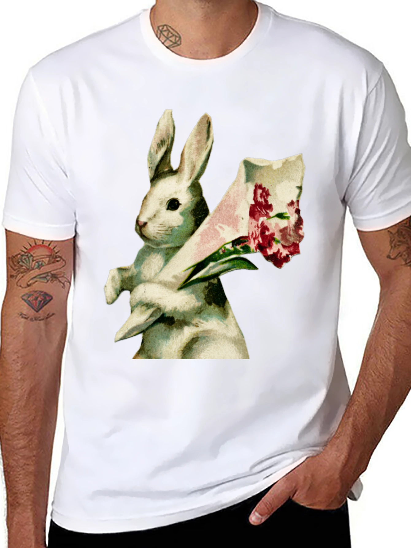 Bunny Bouquet Graphic Tee - Soft Cotton Comfort