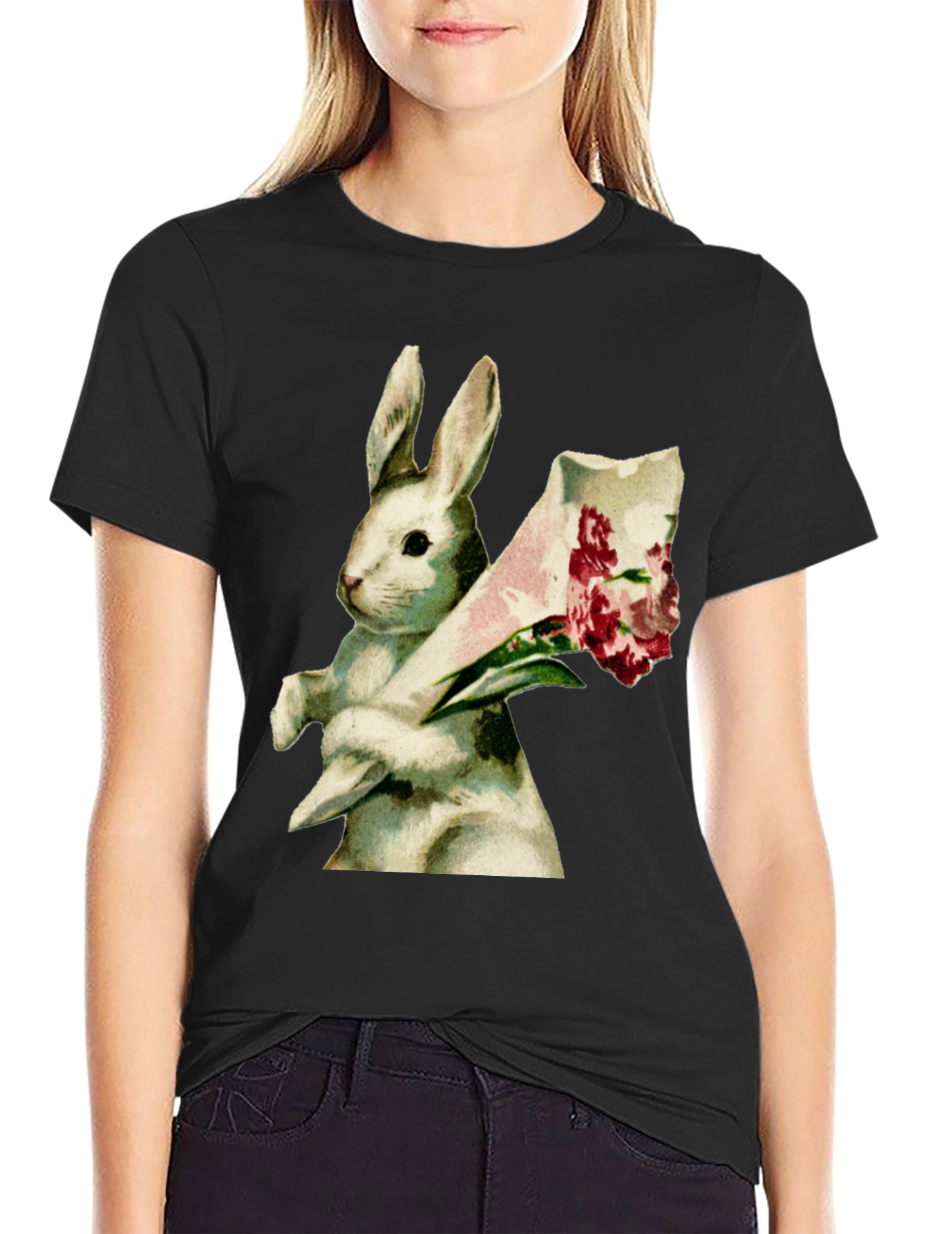 Bunny Bouquet Graphic Tee - Soft Cotton Comfort