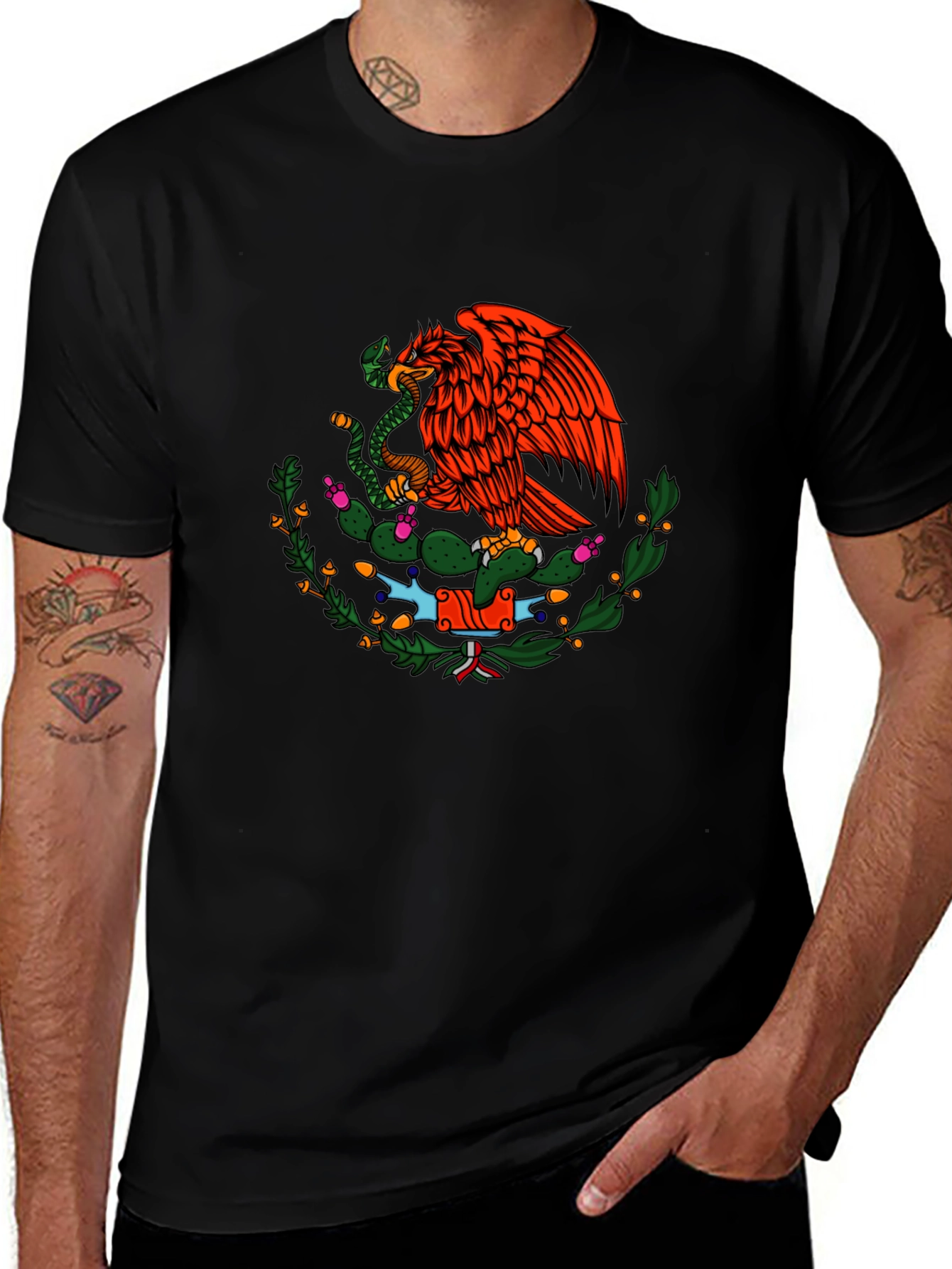 Mexican Eagle T-Shirt - Black Graphic Tee