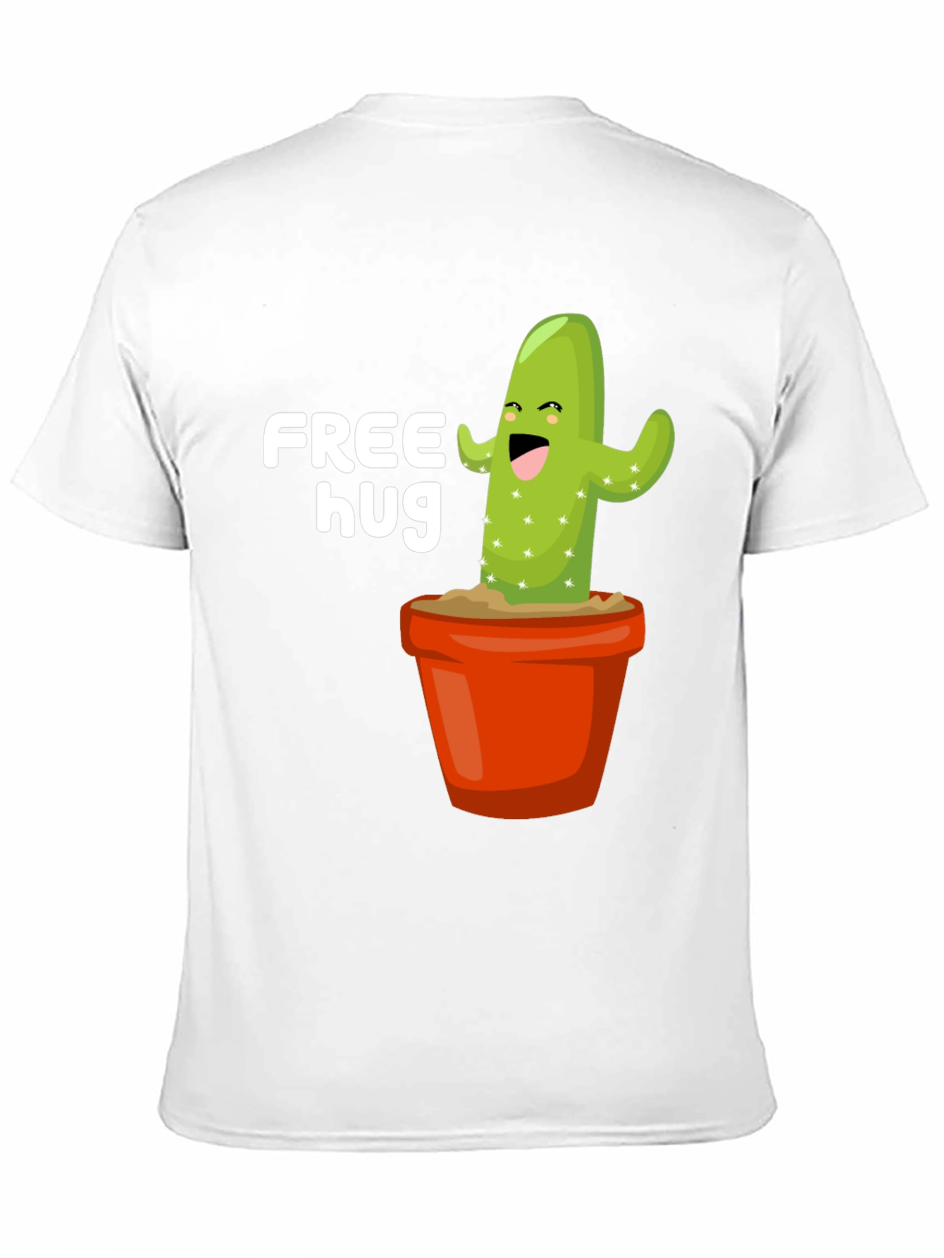 Free Hug Cactus Graphic Tee - Black Cotton T-Shirt