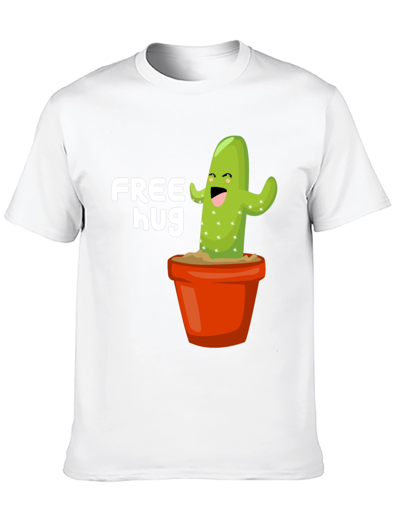Free Hug Cactus Graphic Tee - Black Cotton T-Shirt
