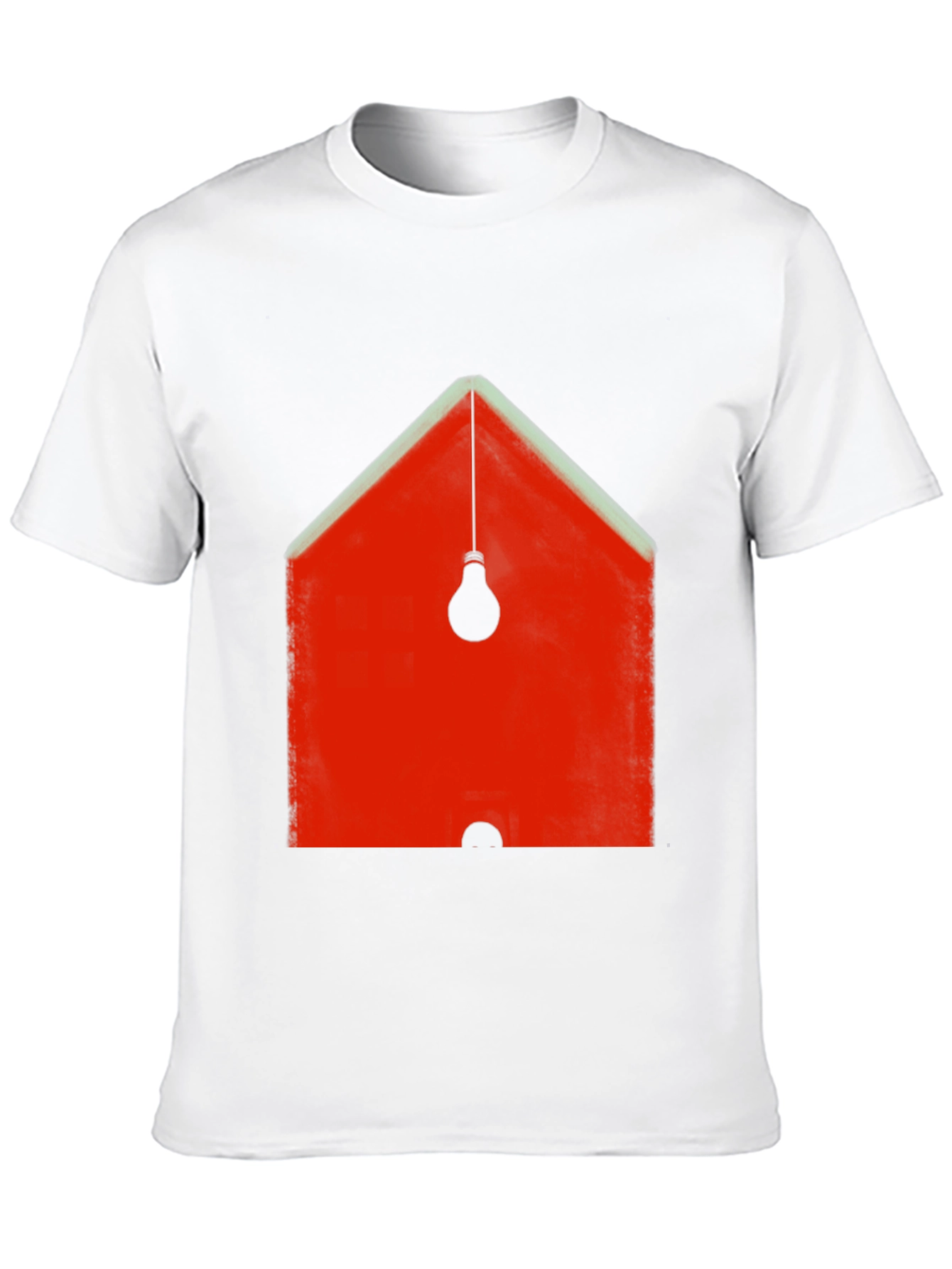 Abstract Red House & Lightbulb Graphic Black T-Shirt
