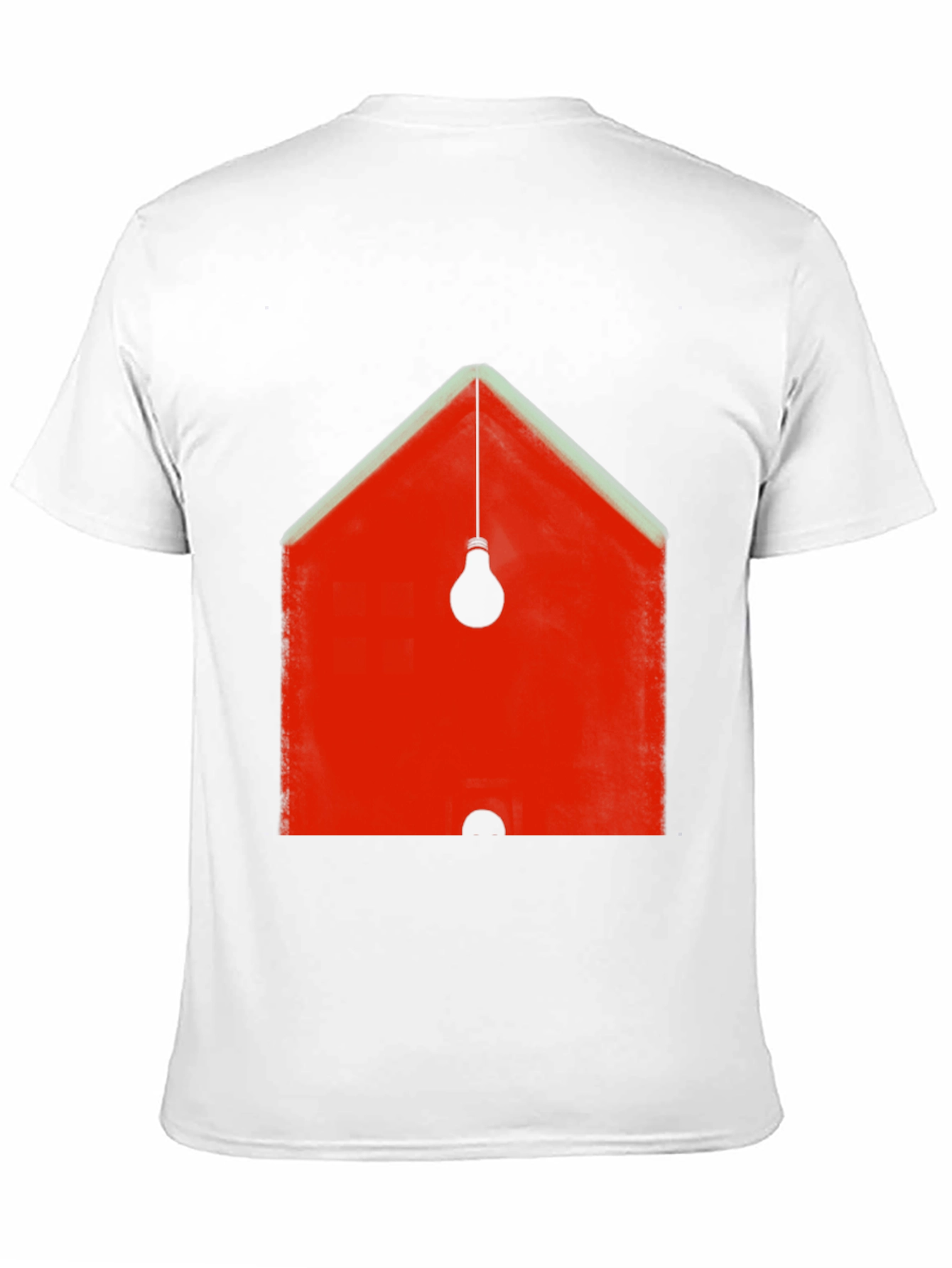 Abstract Red House & Lightbulb Graphic Black T-Shirt