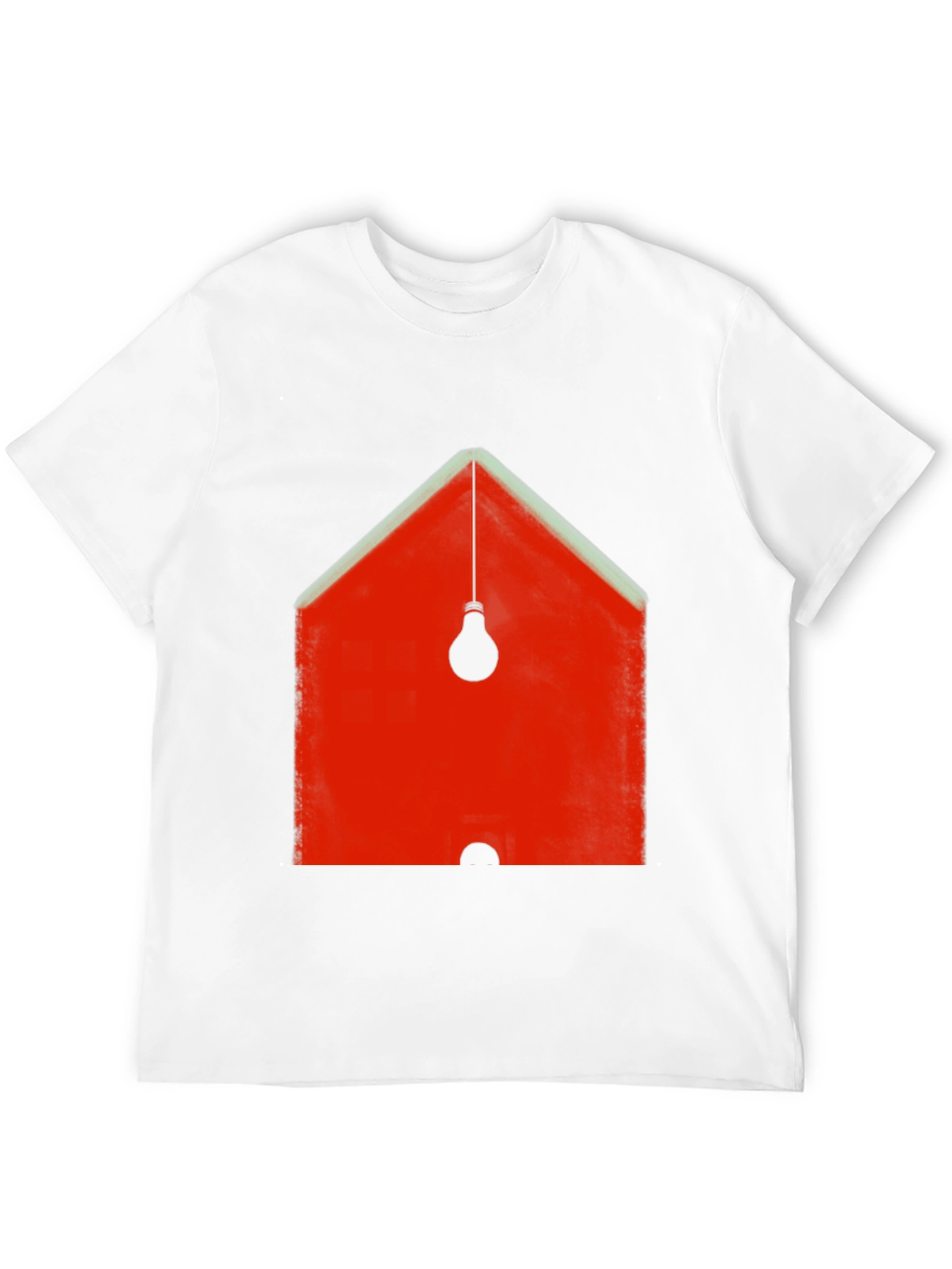 Abstract Red House & Lightbulb Graphic Black T-Shirt