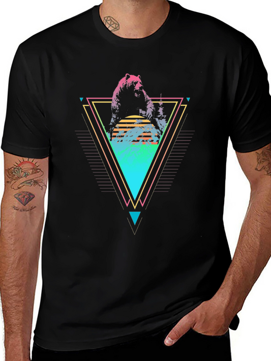 Retro Bear Graphic Tee - Black