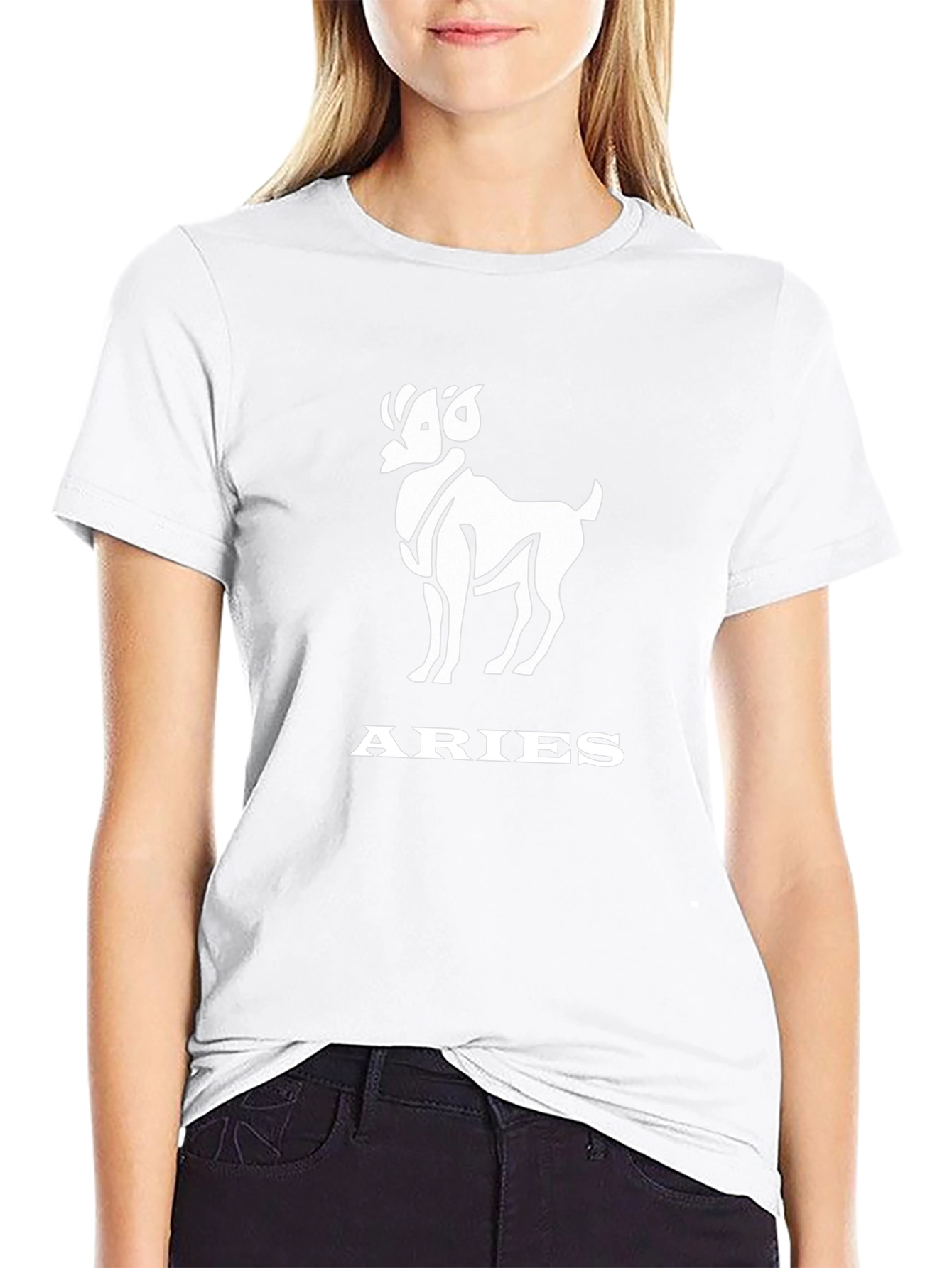 Aries Zodiac Graphic Tee - Black Cotton Blend