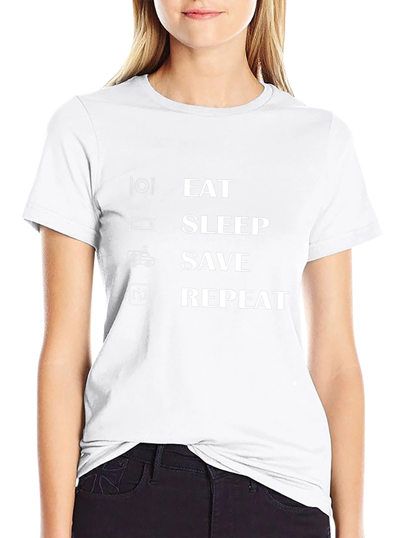 Eat Sleep Save Repeat Graphic Tee - Black