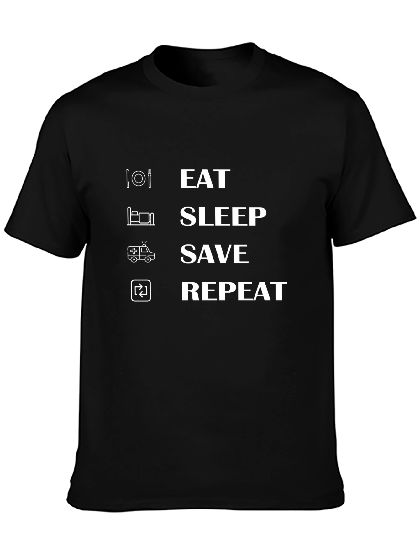 Eat Sleep Save Repeat Graphic Tee - Black