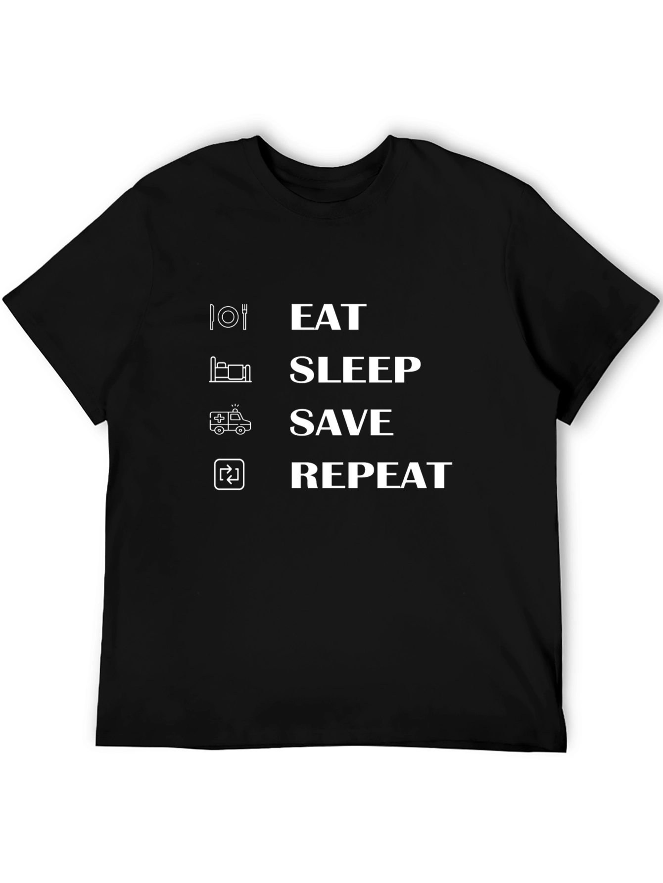 Eat Sleep Save Repeat Graphic Tee - Black