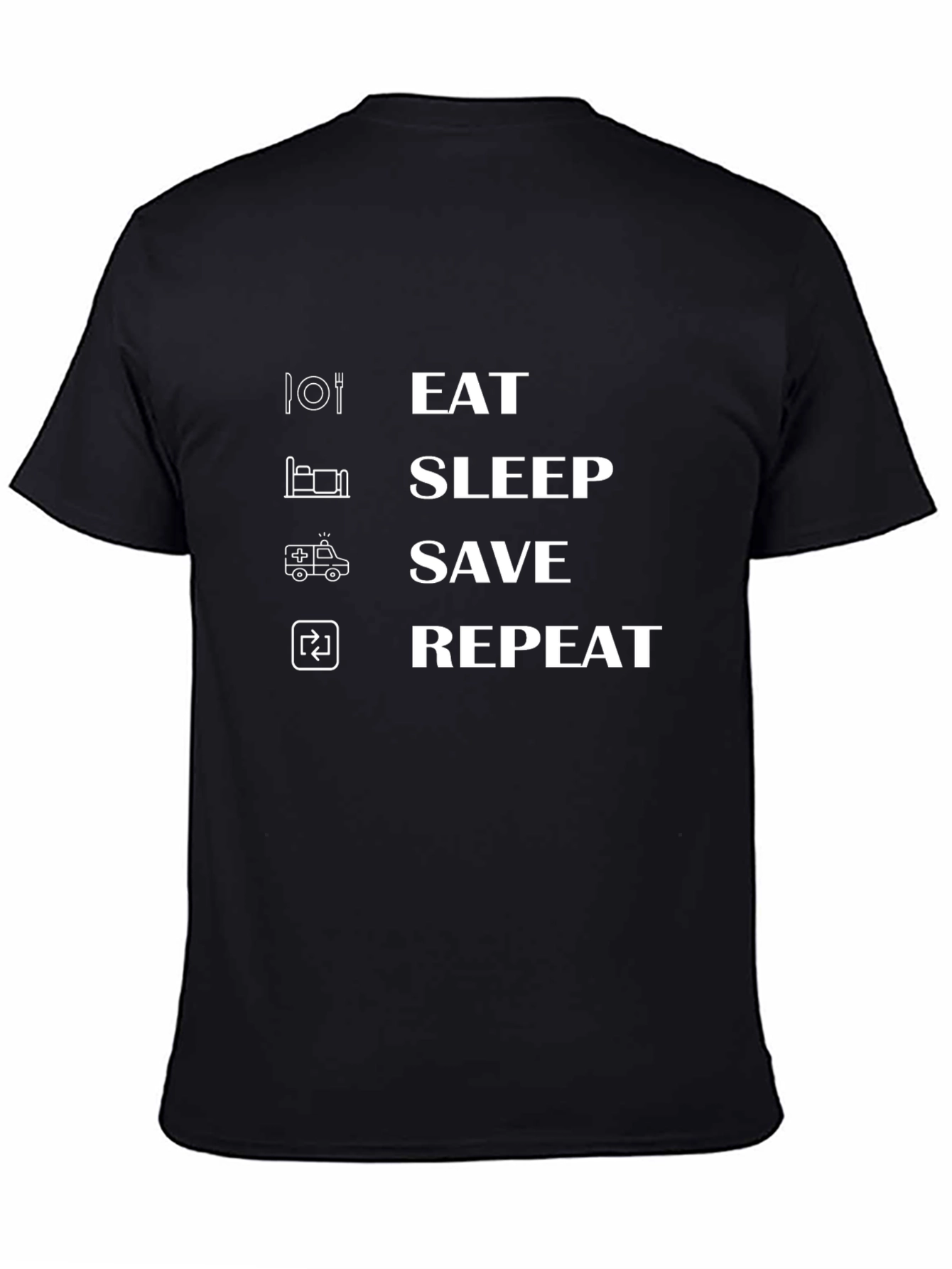 Eat Sleep Save Repeat Graphic Tee - Black