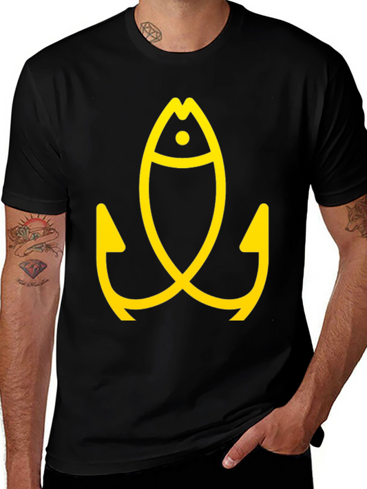 Fishing Fish Hook Black Tee