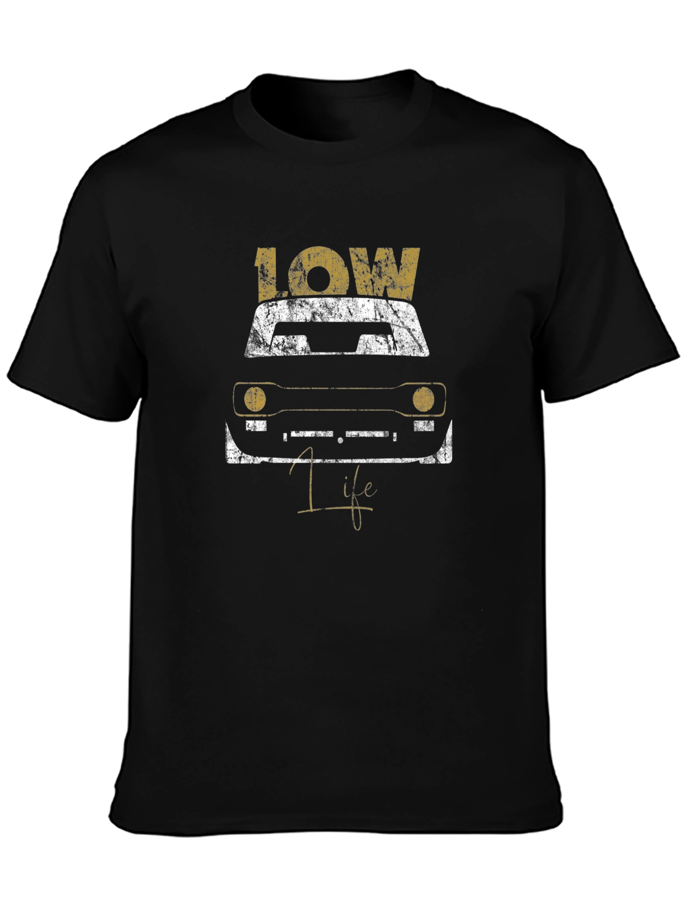 Low Life Car Graphic Tee - Black Cotton T-Shirt