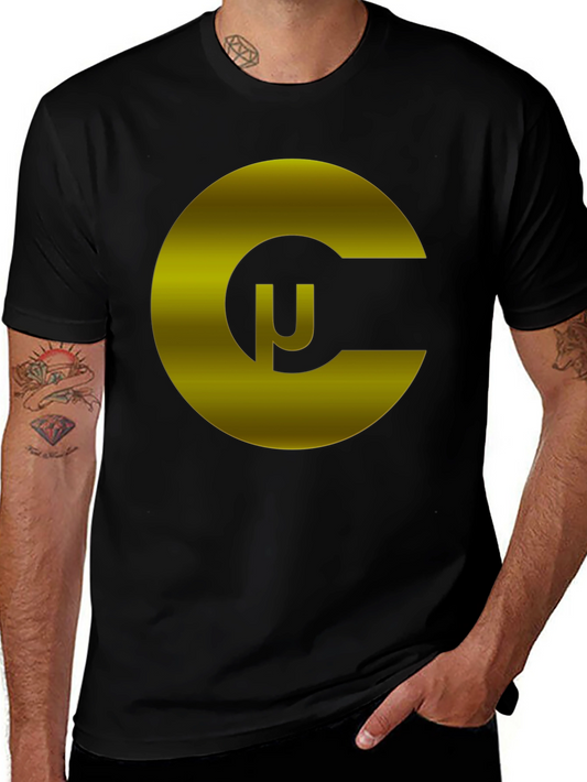 Black T-Shirt with Gold Geometric C Logo