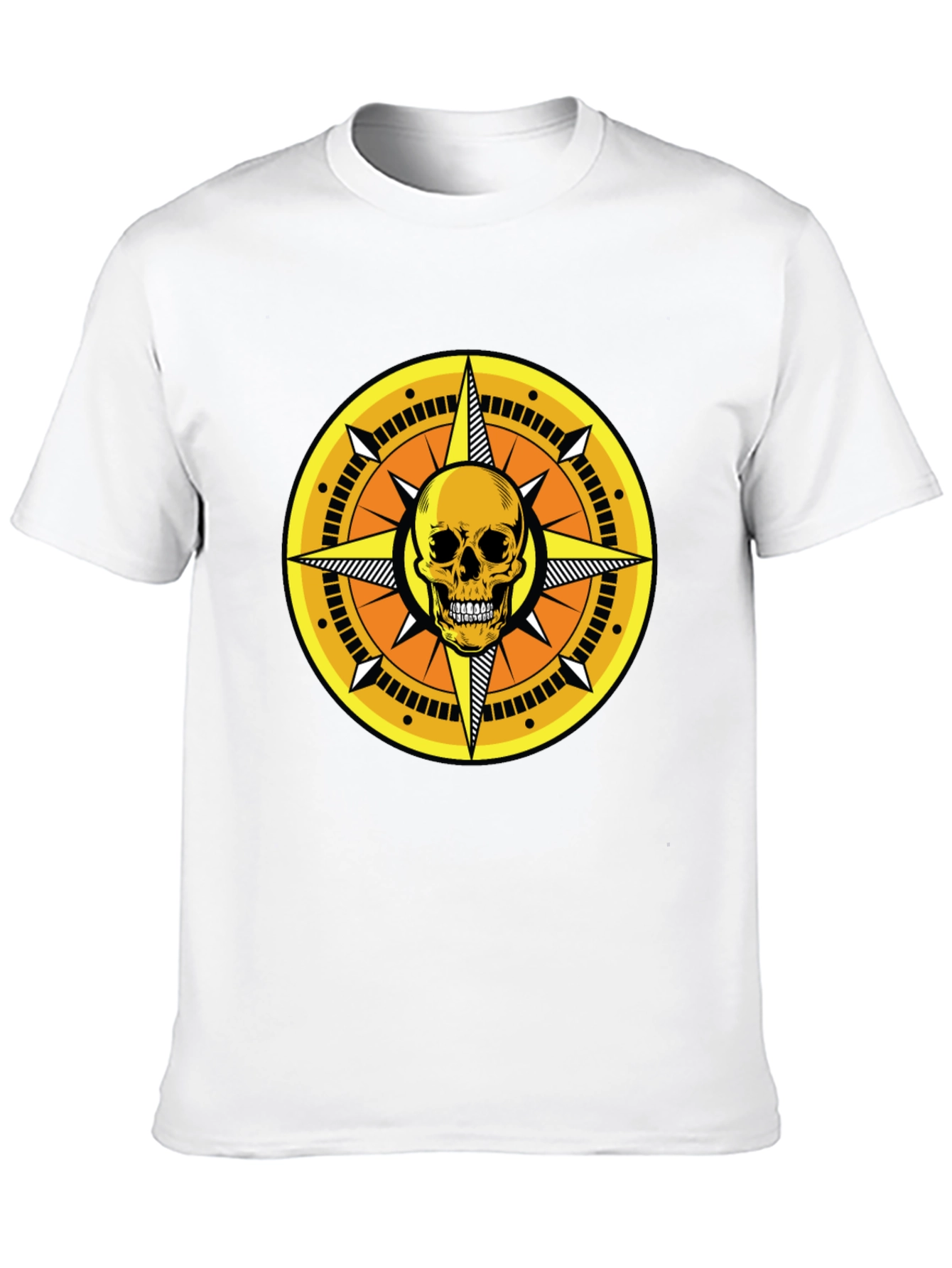 Skull Compass Graphic Tee - Black Cotton Shirt