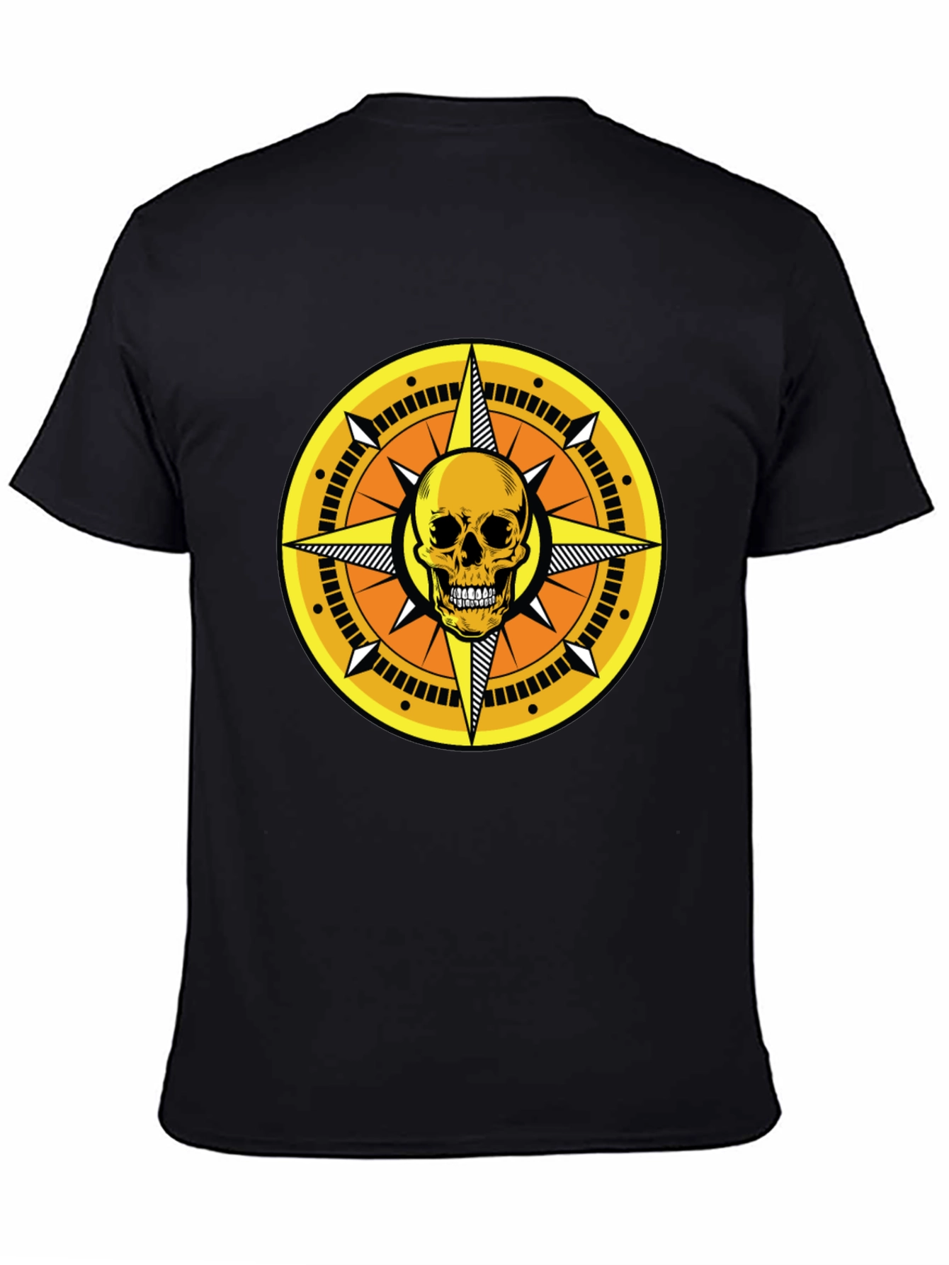 Skull Compass Graphic Tee - Black Cotton Shirt