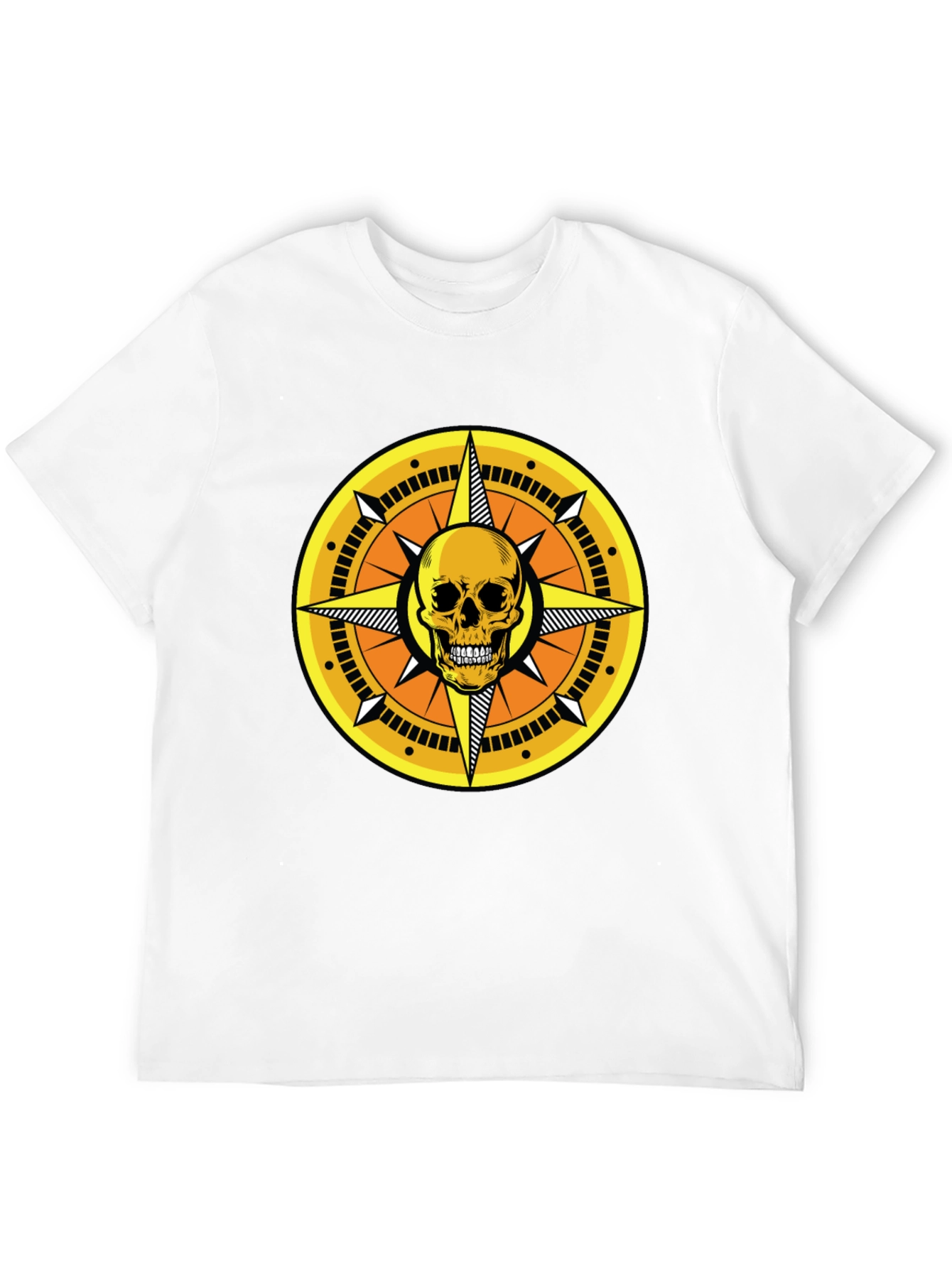 Skull Compass Graphic Tee - Black Cotton Shirt