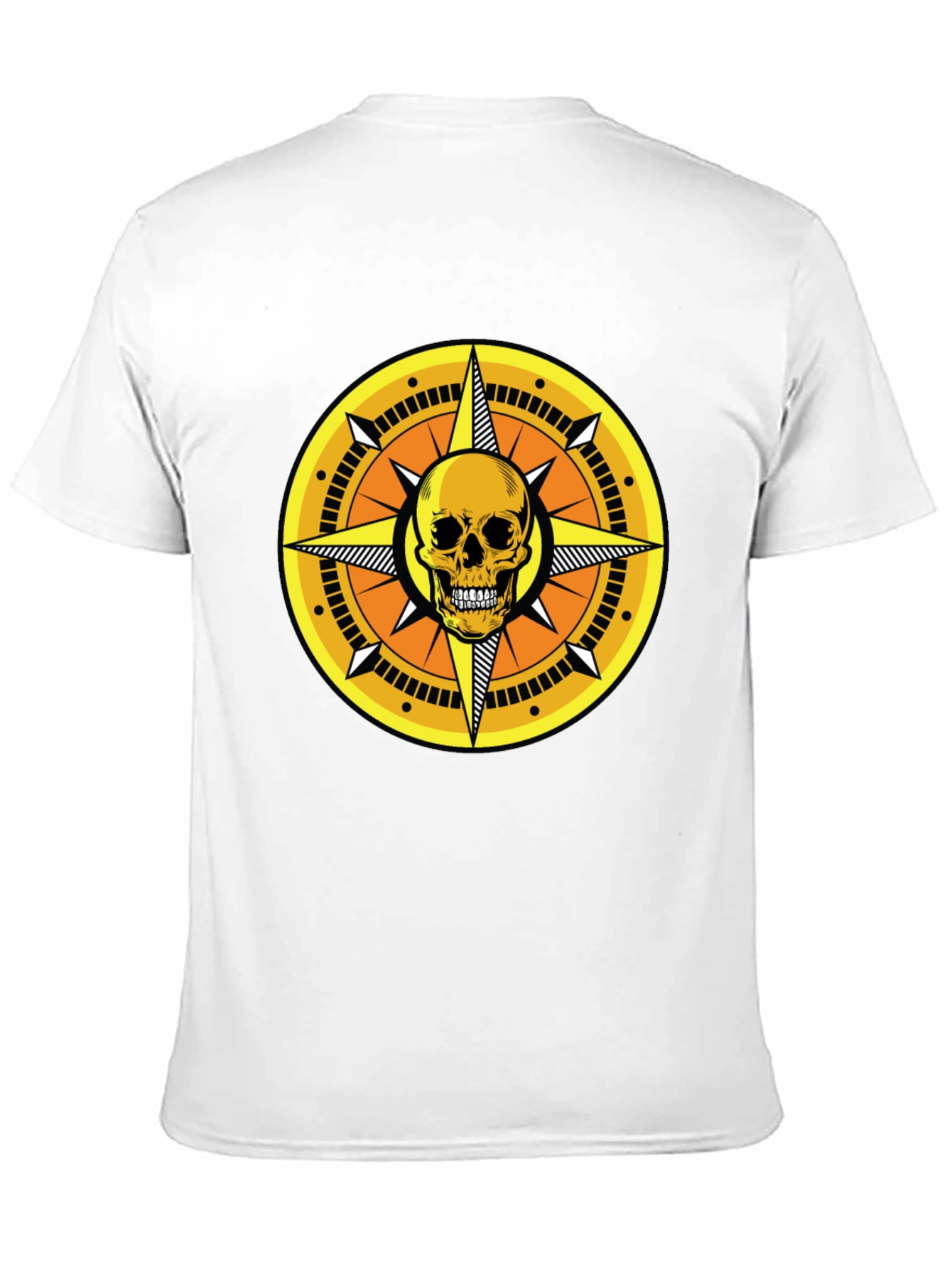 Skull Compass Graphic Tee - Black Cotton Shirt