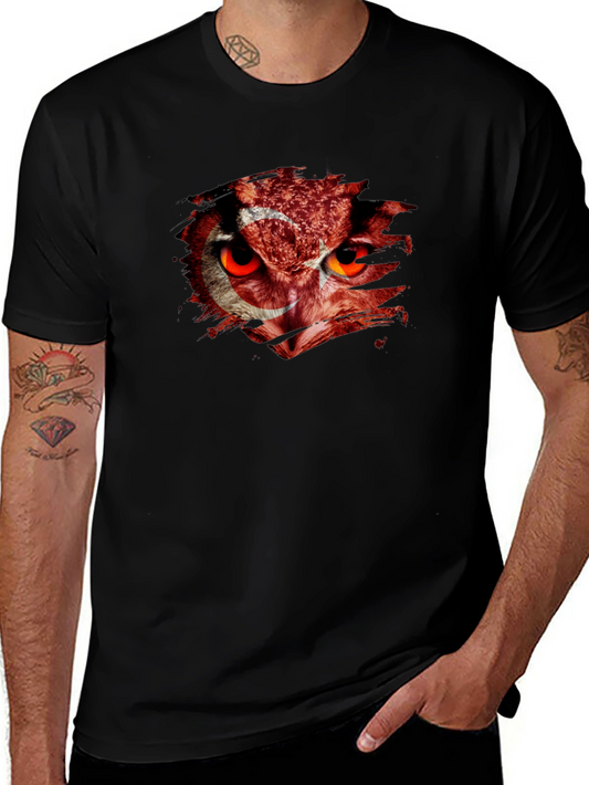 Mens Black T-Shirt with Turkey Flag Owl Graphic