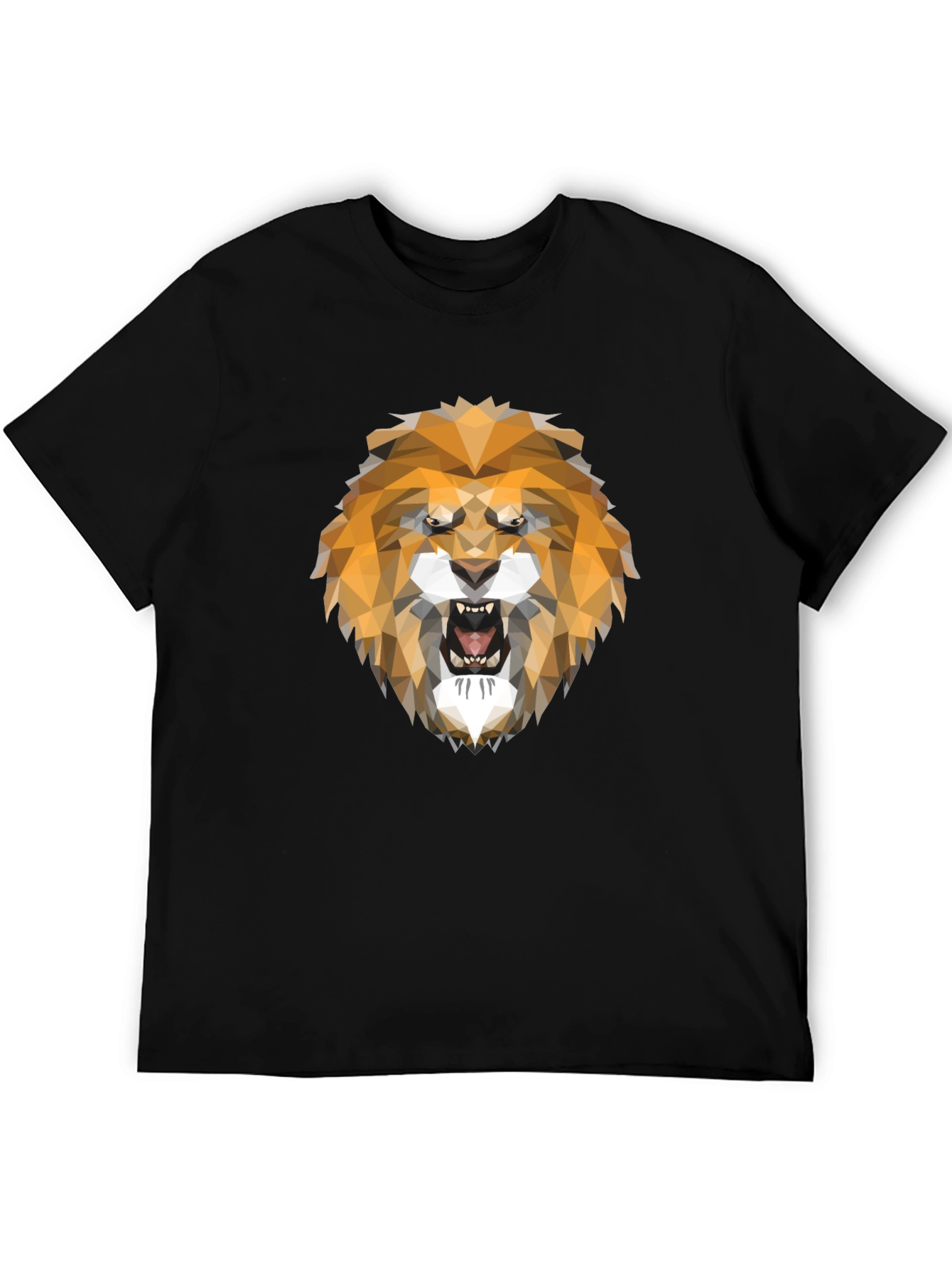 Geometric Lion Head Graphic Tee - Stylish Mens T-Shirt