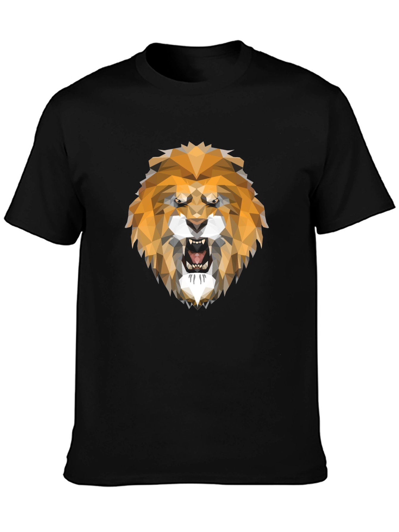 Geometric Lion Head Graphic Tee - Stylish Mens T-Shirt