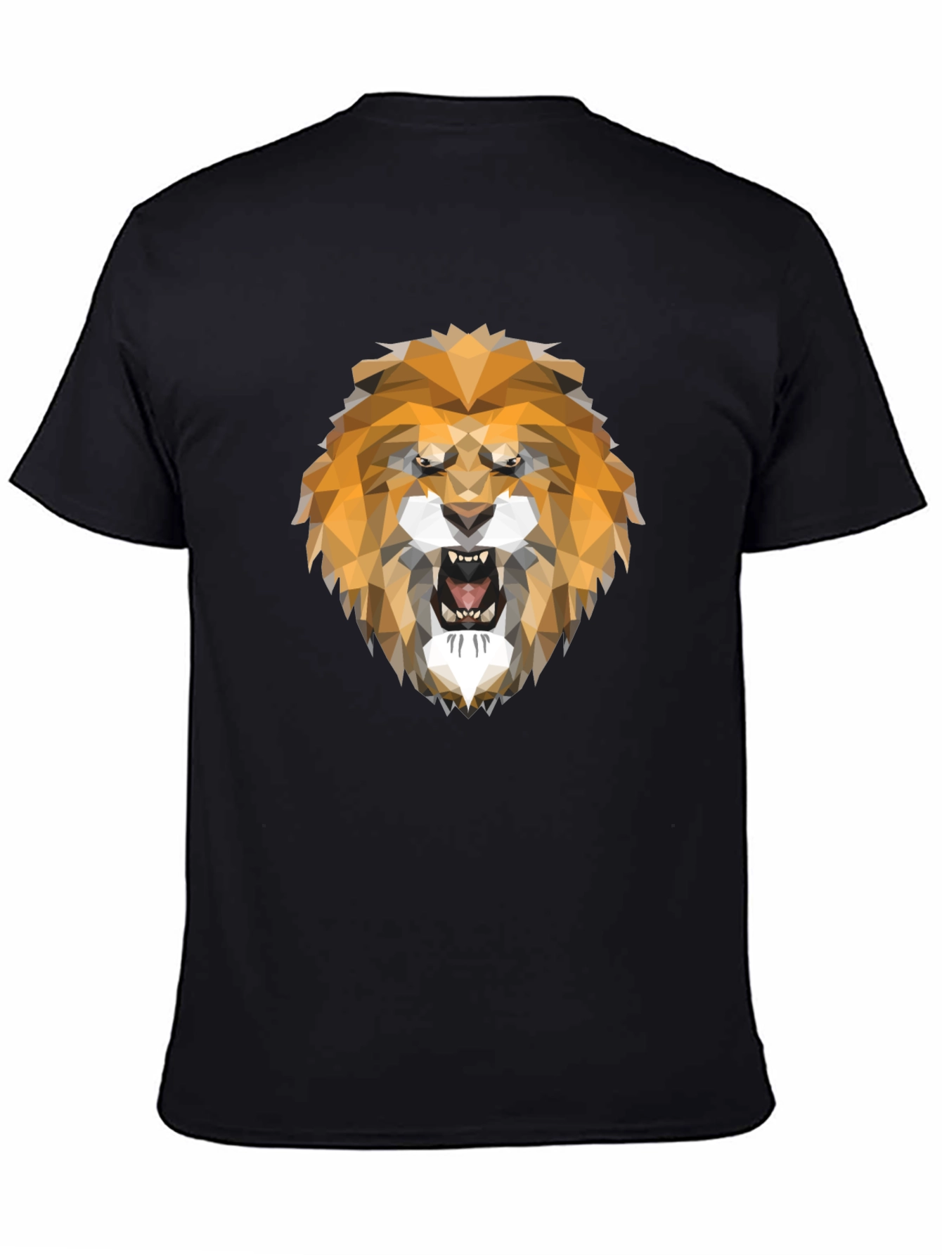 Geometric Lion Head Graphic Tee - Stylish Mens T-Shirt