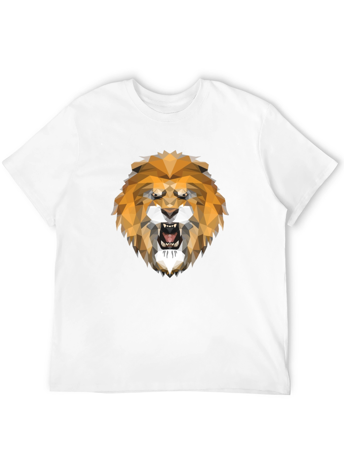 Geometric Lion Head Graphic Tee - Stylish Mens T-Shirt