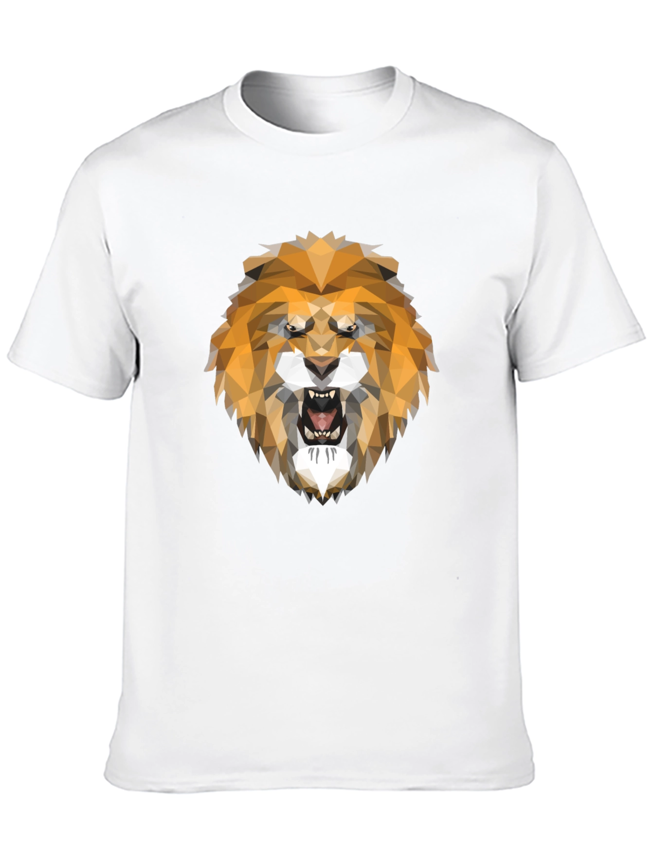 Geometric Lion Head Graphic Tee - Stylish Mens T-Shirt