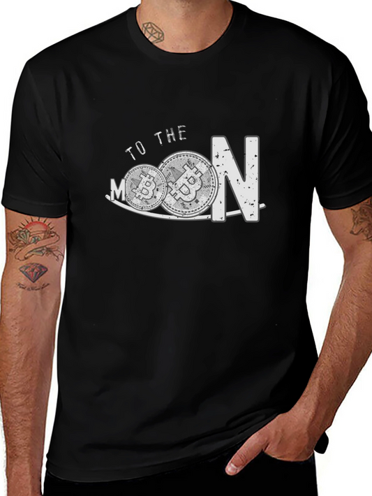 Bitcoin To The Moon Black T-Shirt Crypto Currency Tee
