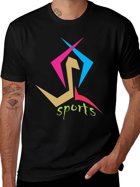 Stylish Sports Graphic Print Black T-Shirt