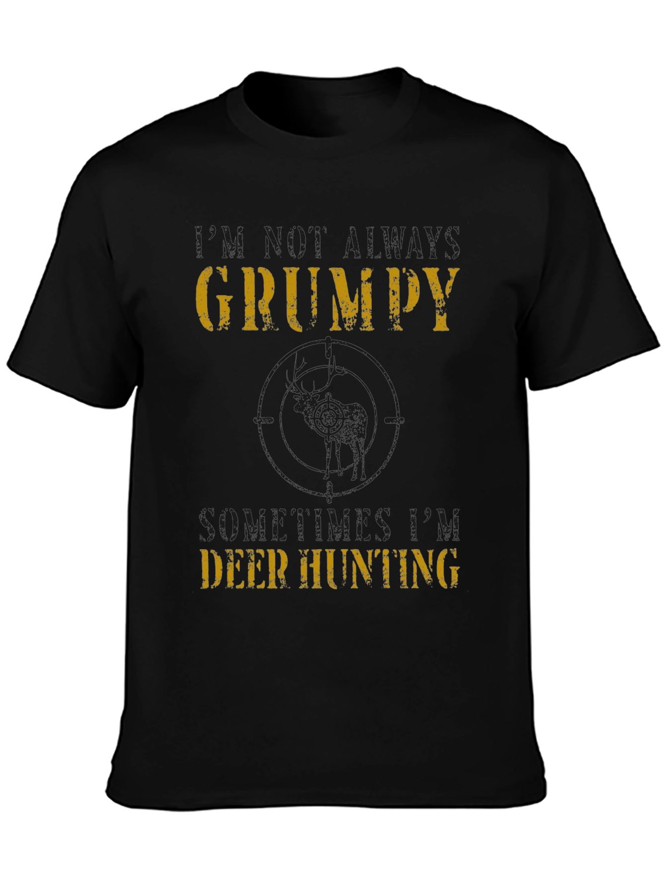 Grumpy Deer Hunting T-Shirt - Mens Black Tee