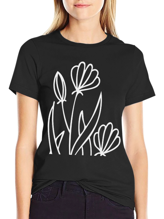 Floral Graphic Tee - Black Cotton Comfort
