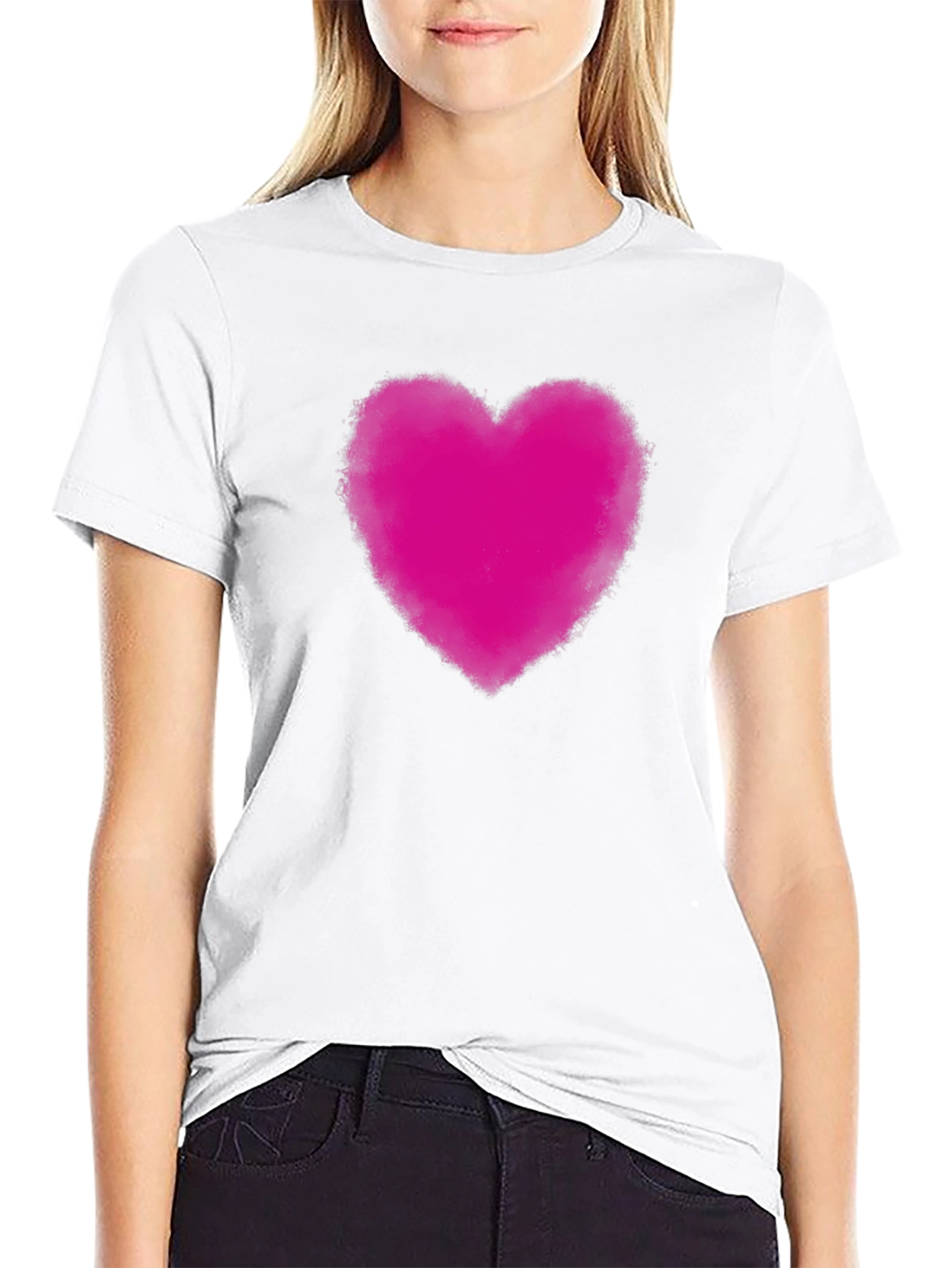 Heart Print Black T-Shirt